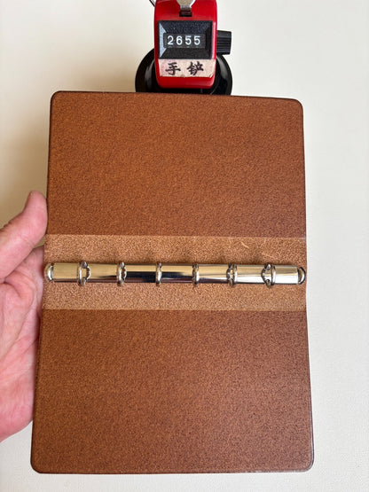 A7 Buttero Leather Ring-Bound Notebook Cover with Steel Back Plate