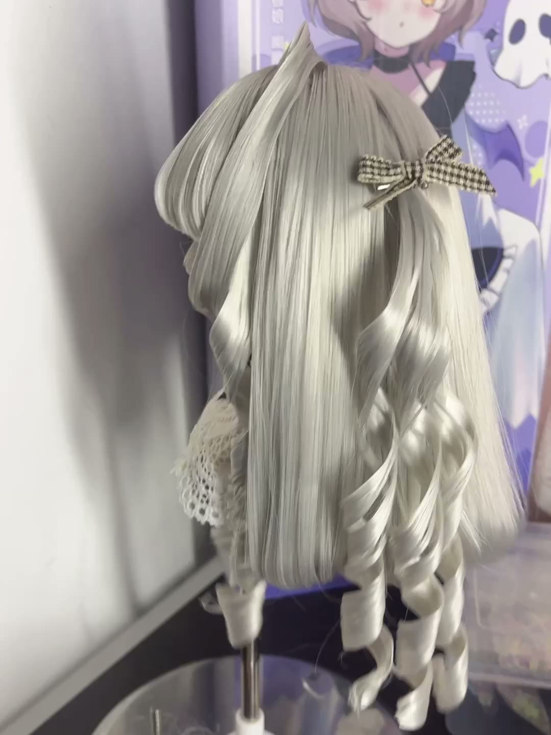 Doll Wig Silver Grey Twin Tail