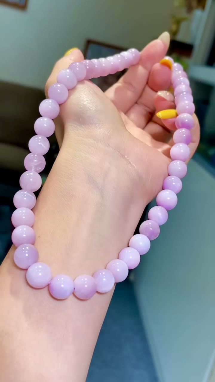Collier de perles kunzite, sphères de 9,7-10,3mm, 42 cm