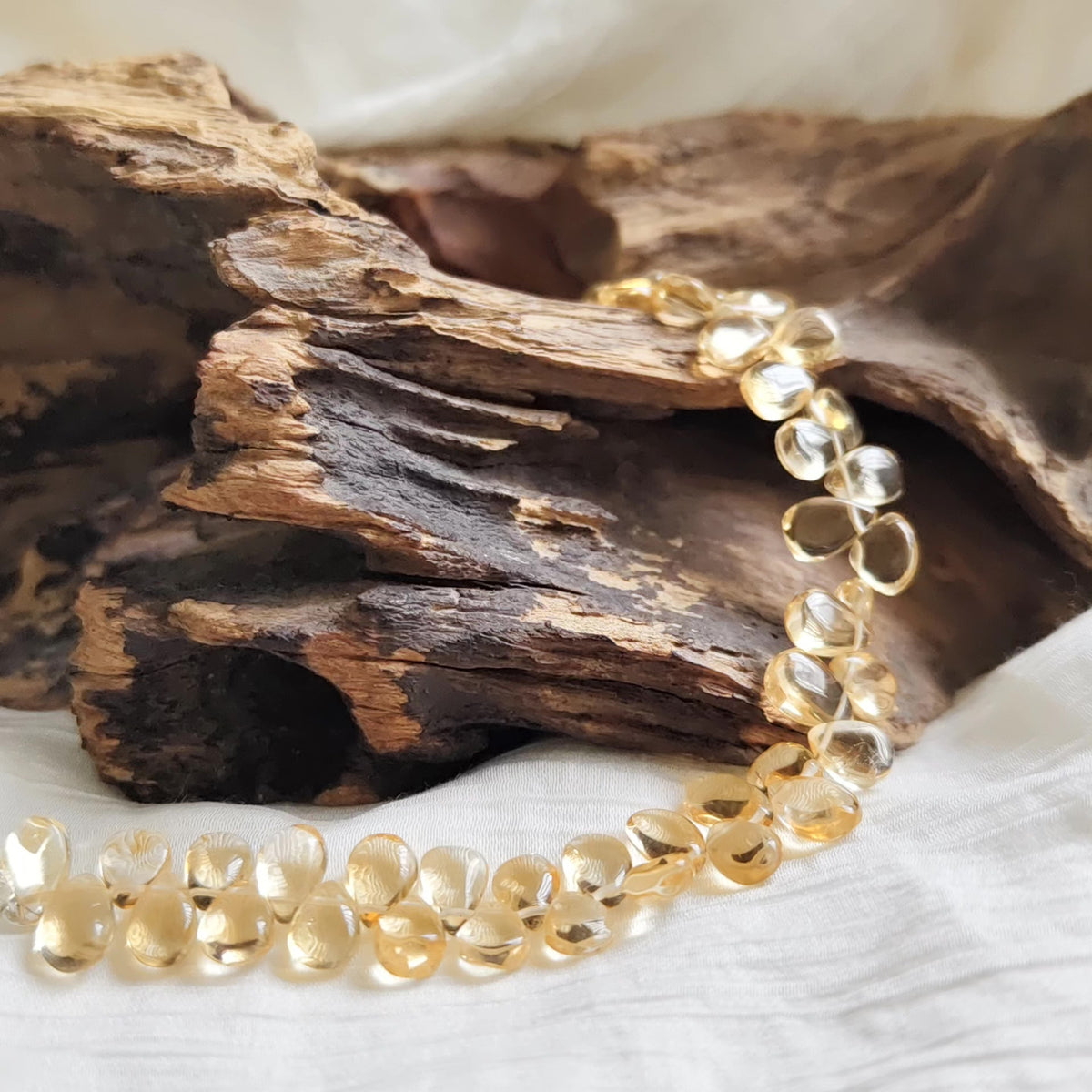 Natural Brazilian Yellow Citrine Teardrop Bracelet Silver Clasp