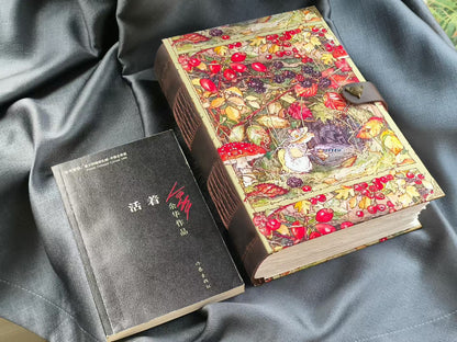 A4 Leather-Bound Notebook with Whimsical Forest Cover Illustration