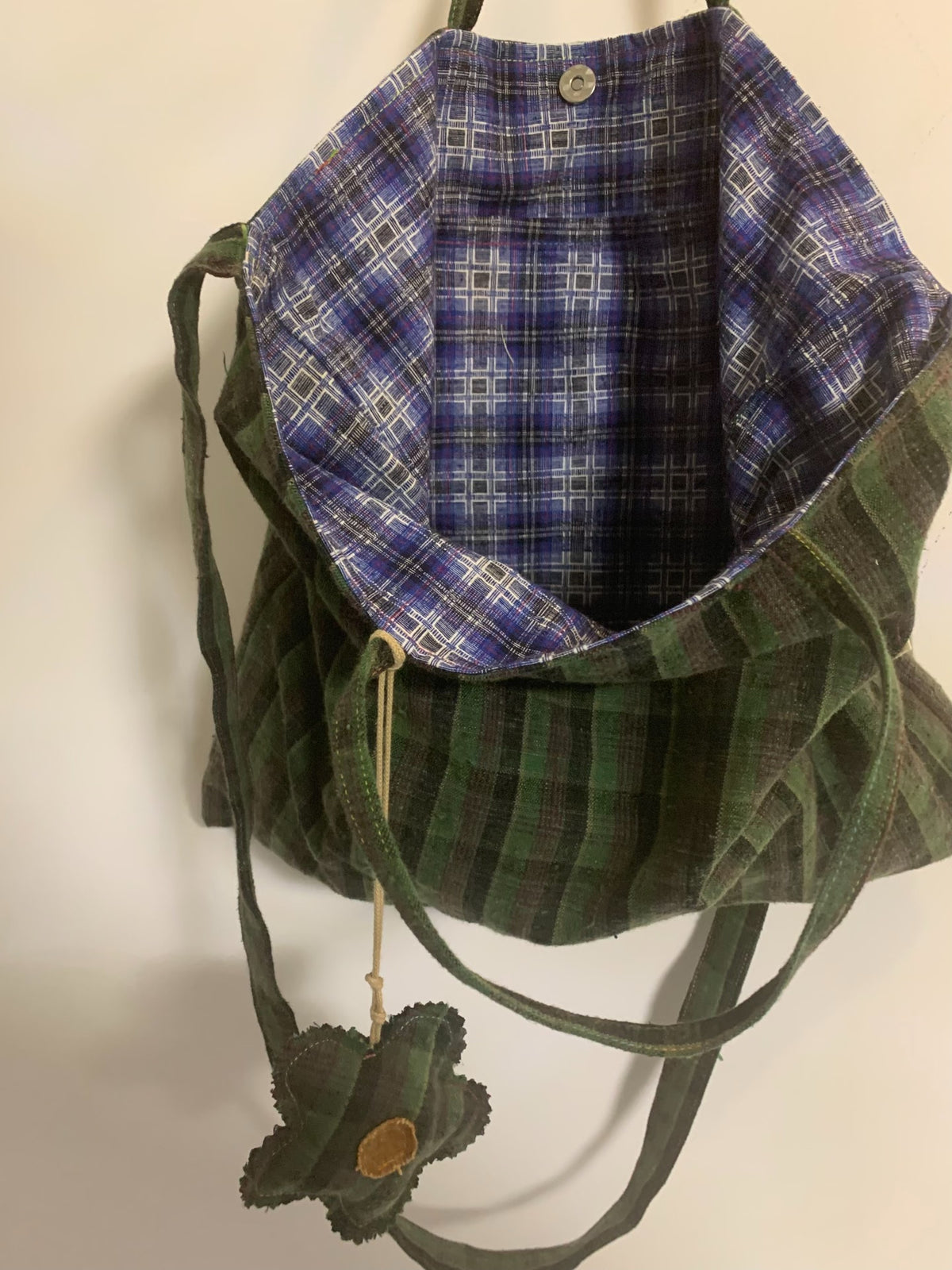 Handwoven Plaid Tote Bag Large Capacity