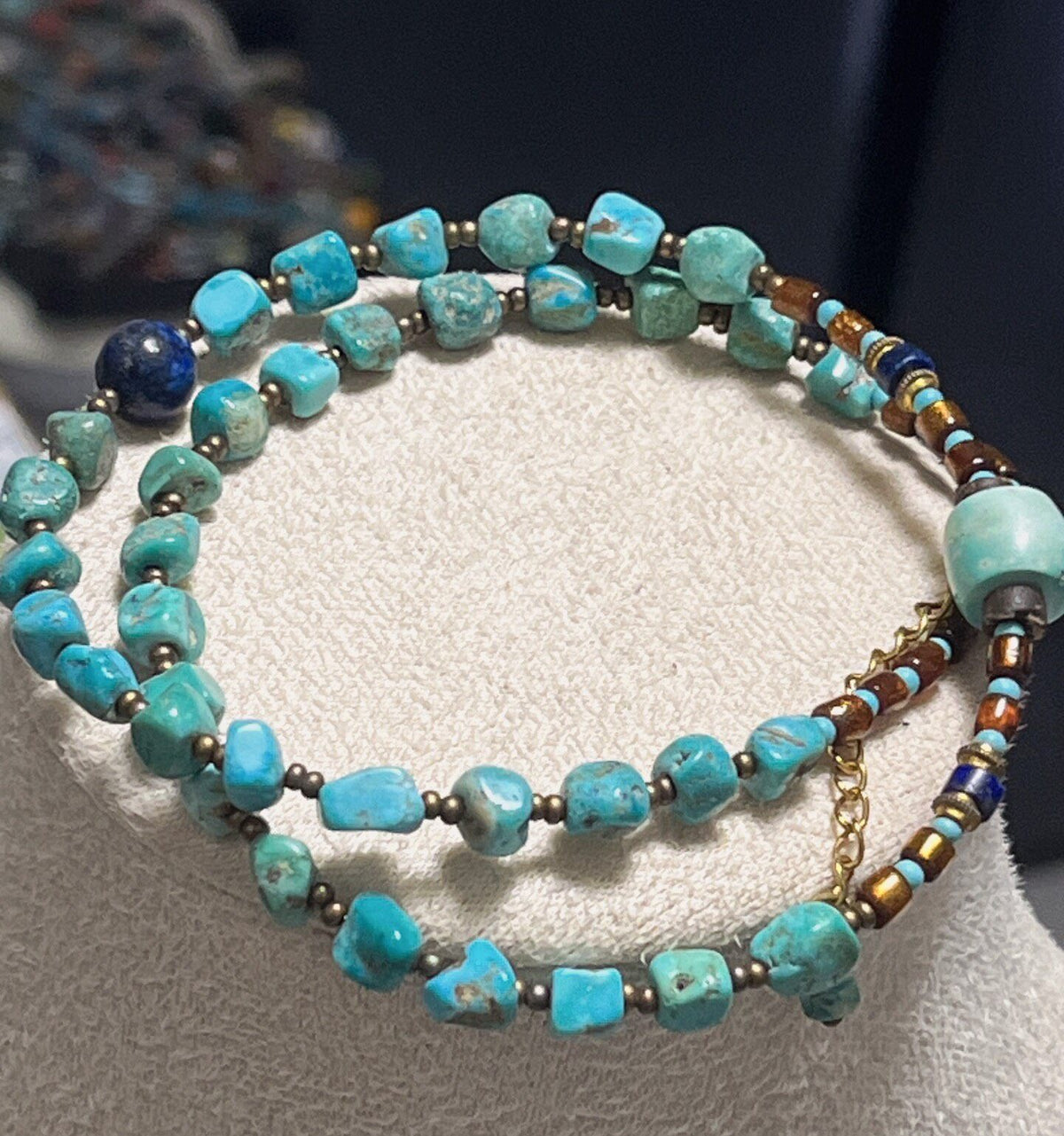 Natural Turquoise Beaded Necklace