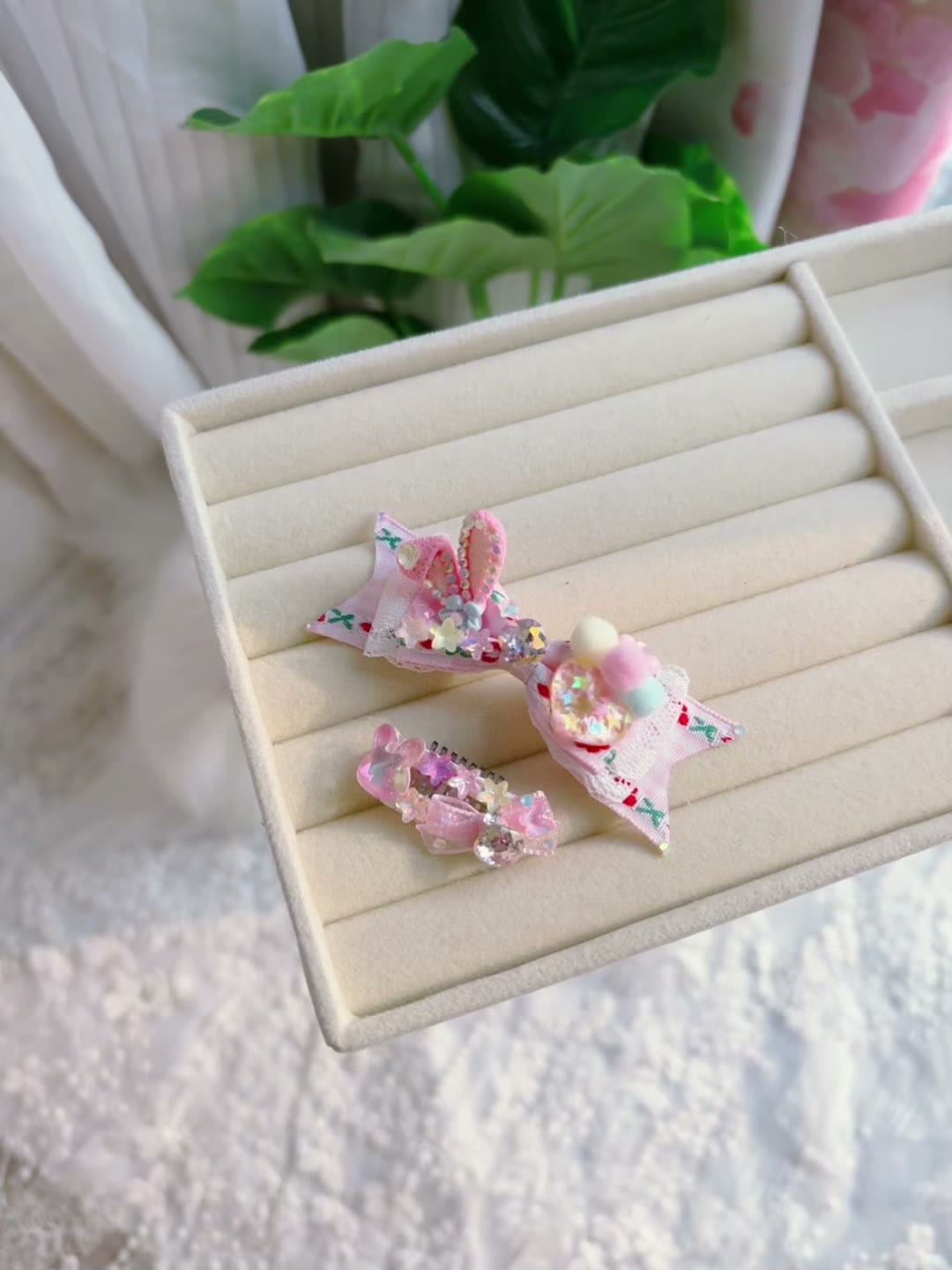 Handmade Pink Pet Hair Clip Set