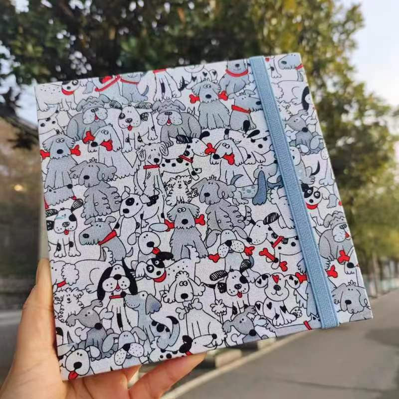 19cm Square Handmade Watercolor Sketchbook with Dog Pattern Cover