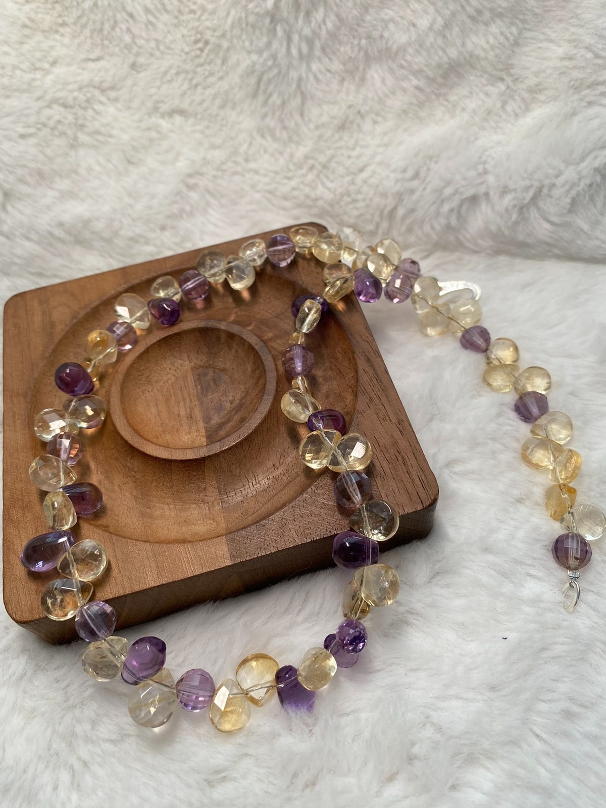 Citrine Amethyst Faceted Teardrop Necklace