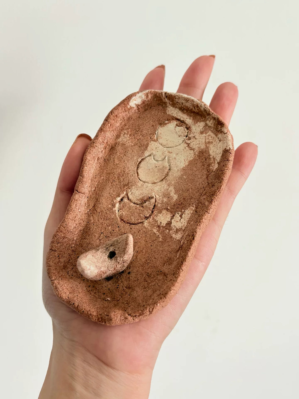 Handmade Clay Incense Holder Rustic Earthy Tone
