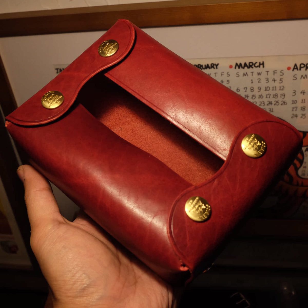 Horween Leather Tissue Box Cover