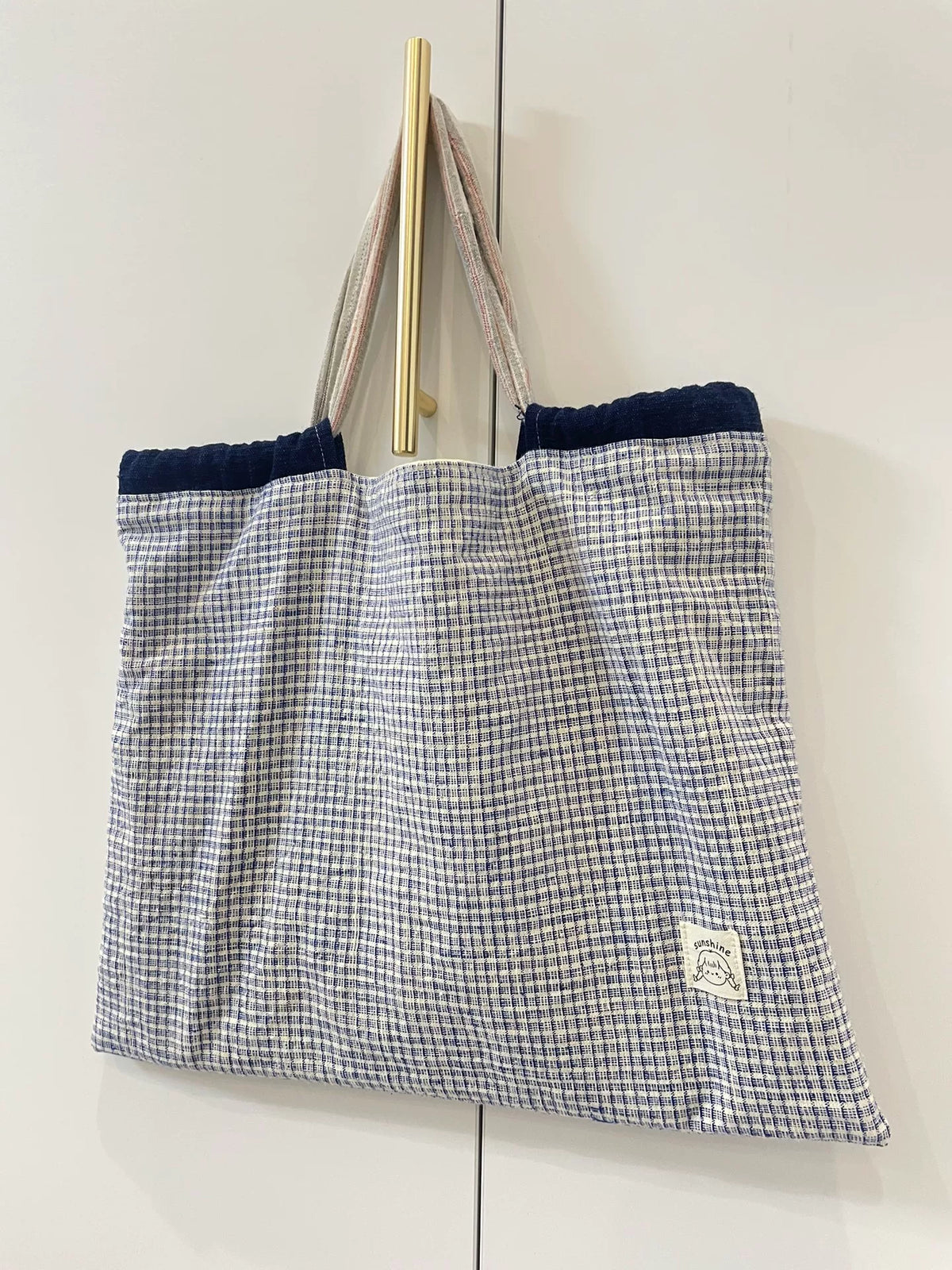 Handgefertigte Baumwolltasche im Karo