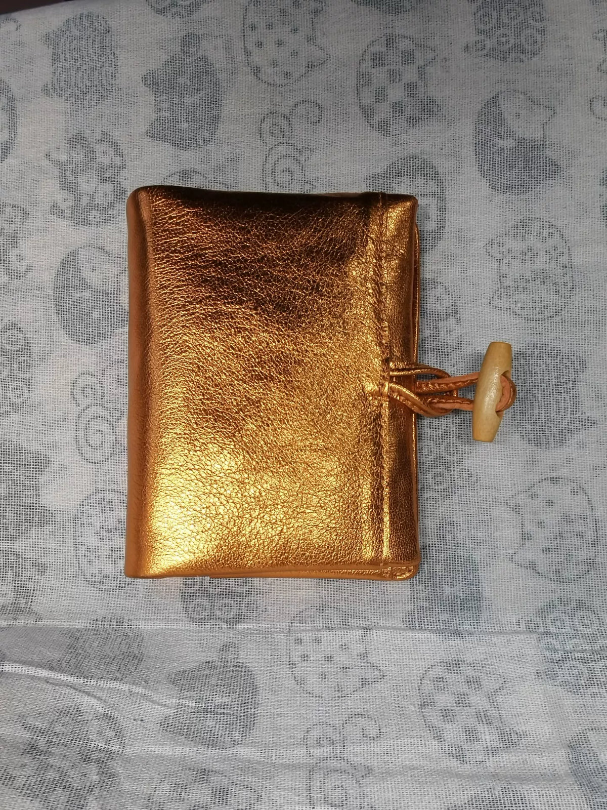 Copertina per Quaderno A7 in Pelle Rame-Oro Metallizzato