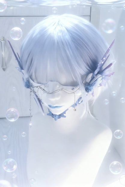 Cyberpunk Half-Face Mask with Butterfly Wing Accents