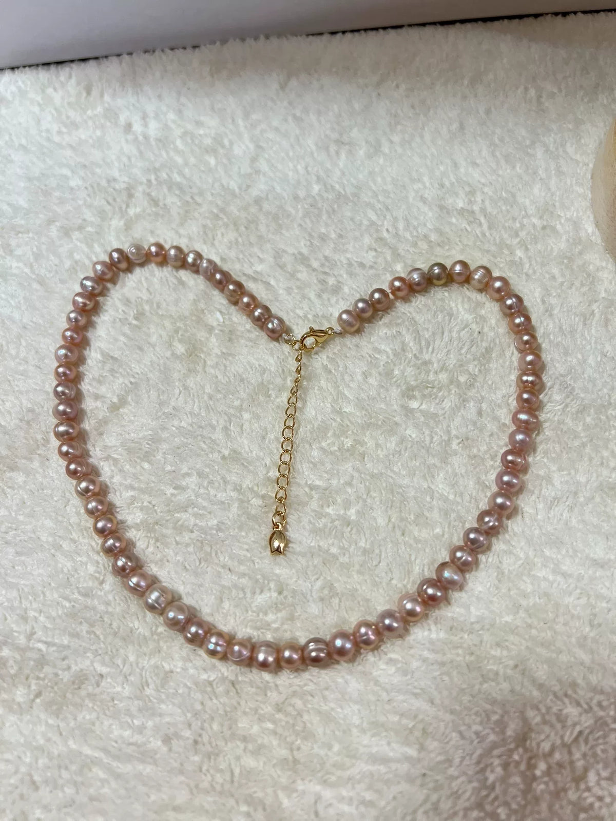 Colar de Pérolas de Água Doce Rosa 5-6mm Fecho Dourado