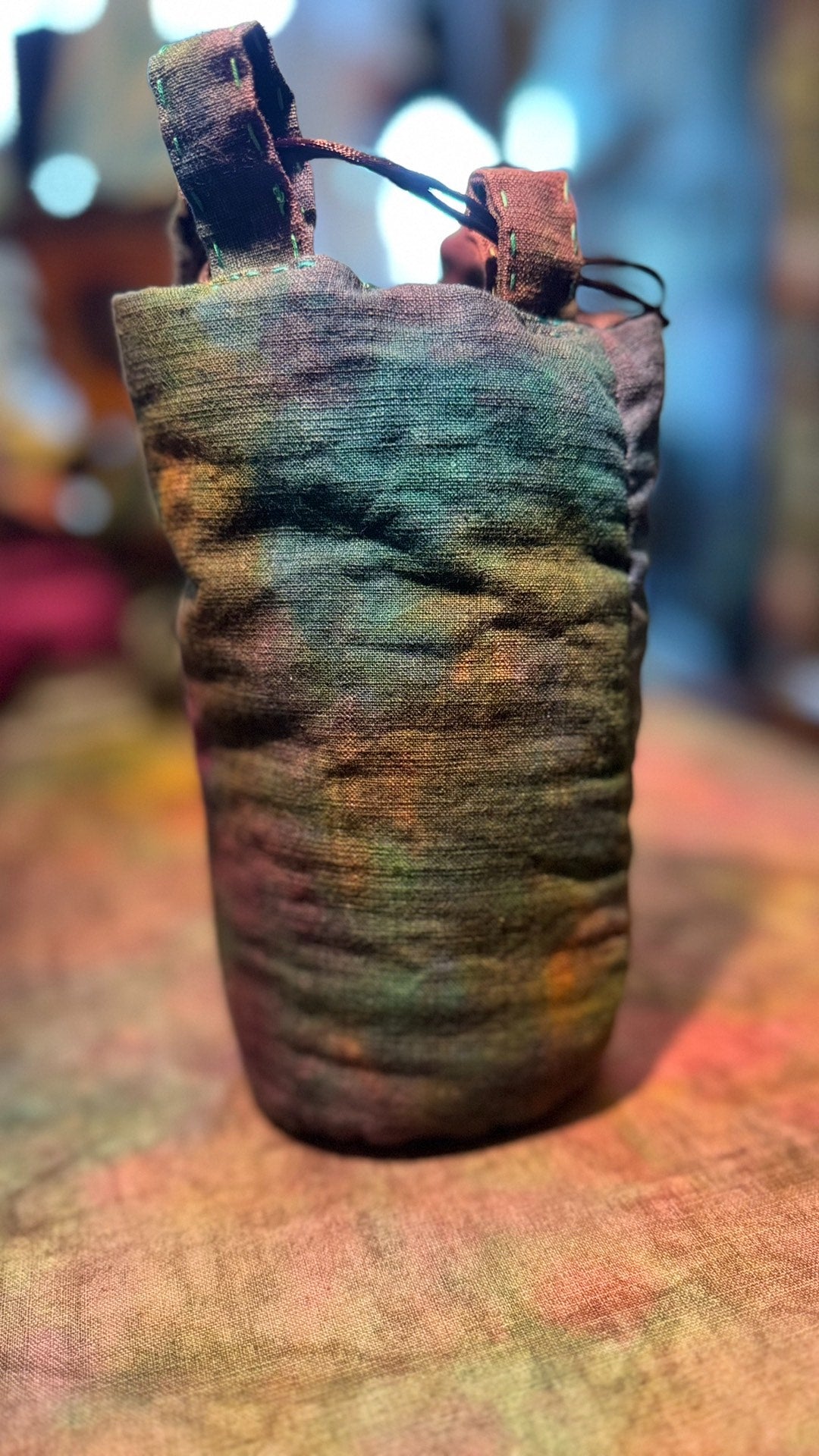 Handwoven Dyed Cylindrical Tea Travel Bag