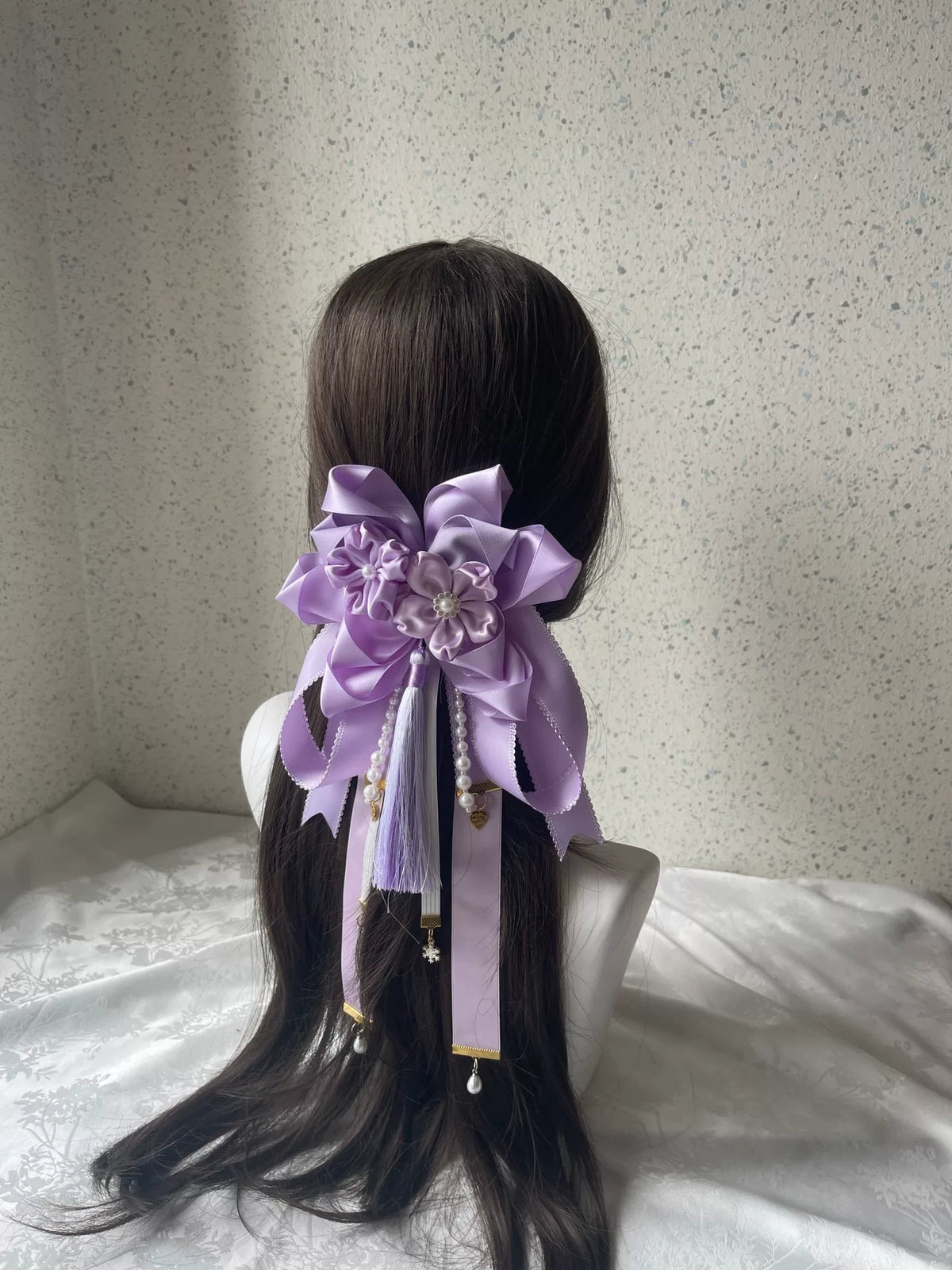 Pince à cheveux avec nœud lolita violet