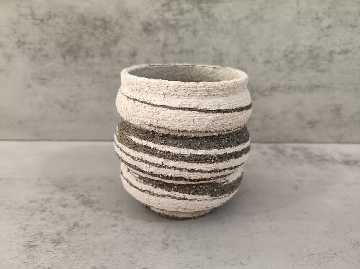 Unglazed Ceramic Vessel Two Tone Stoneware