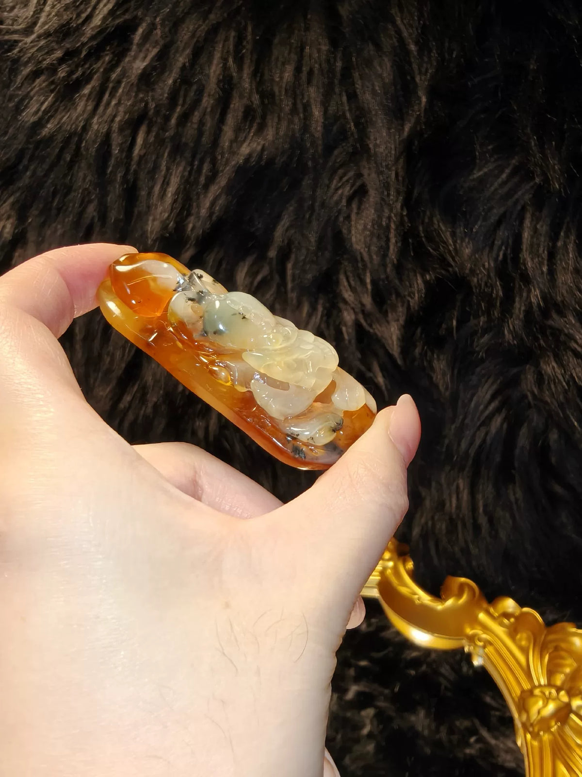 Handstück aus natürlicher Xiuyan-Jade mit Qilin
