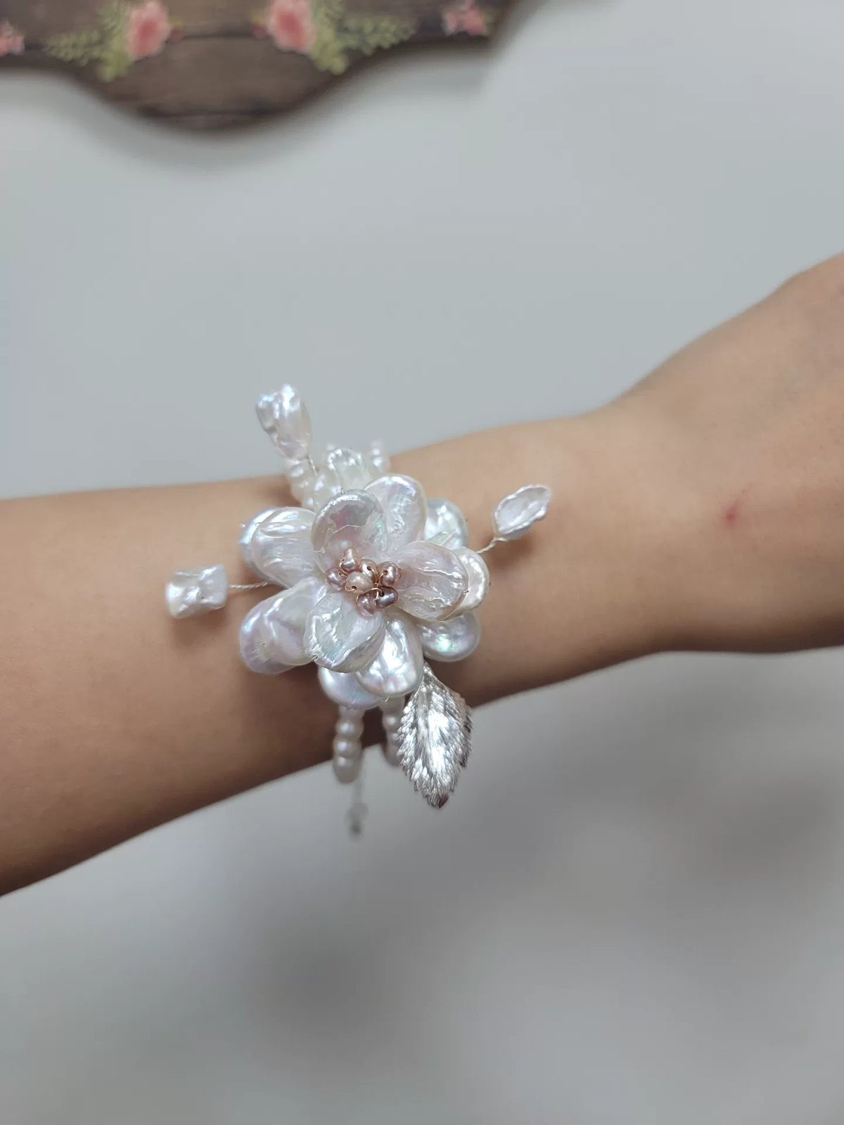 Three Layer Pearl Flower Bracelet