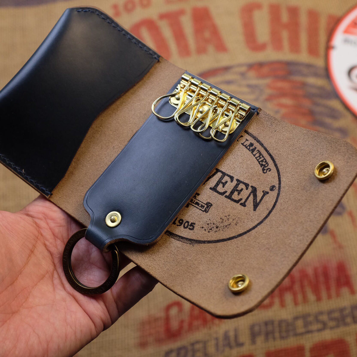 Horween CXL Leather Key Holder Navy