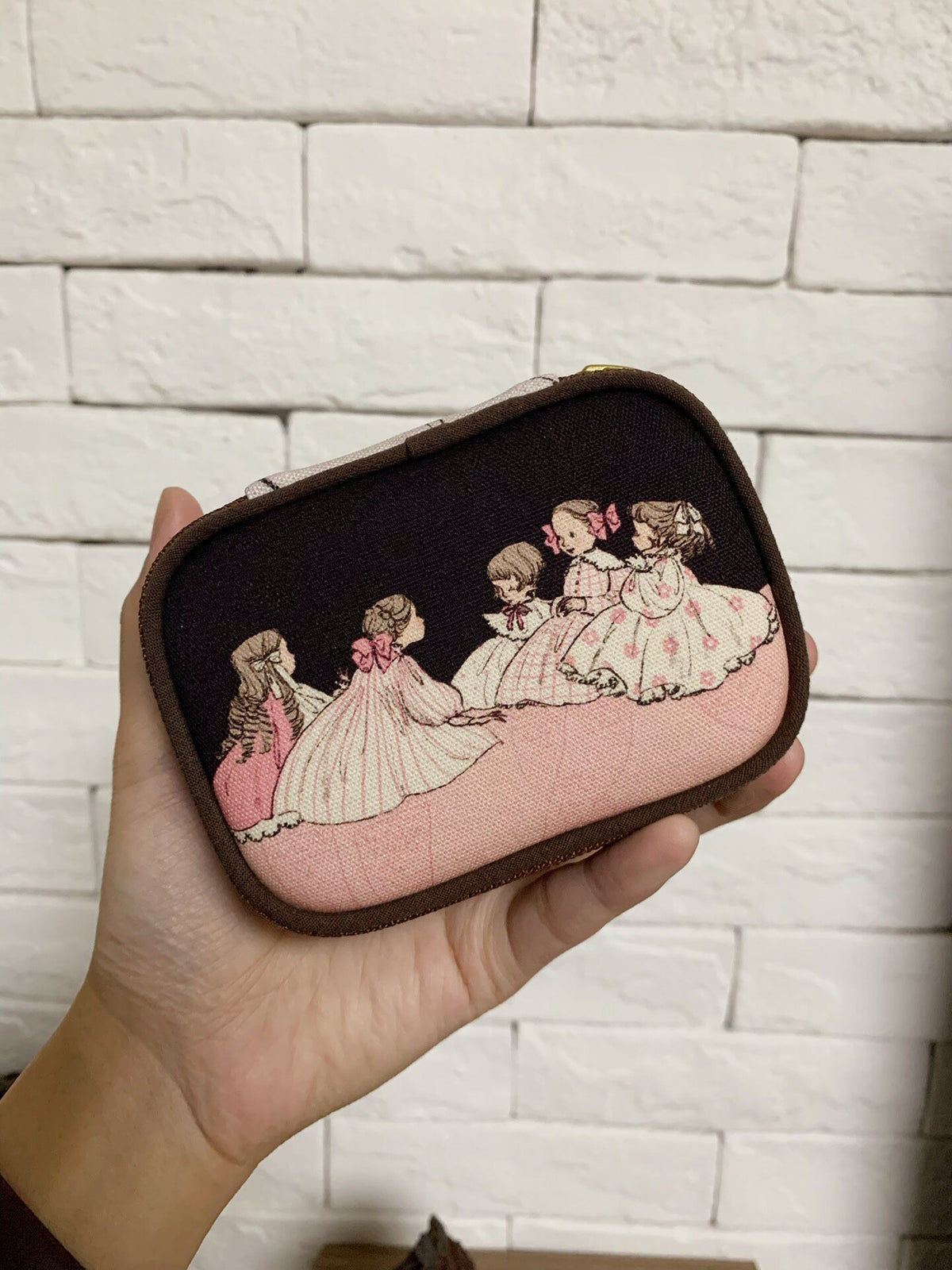 Vintage Storybook Zippered Pouch with Jewelry Organizer