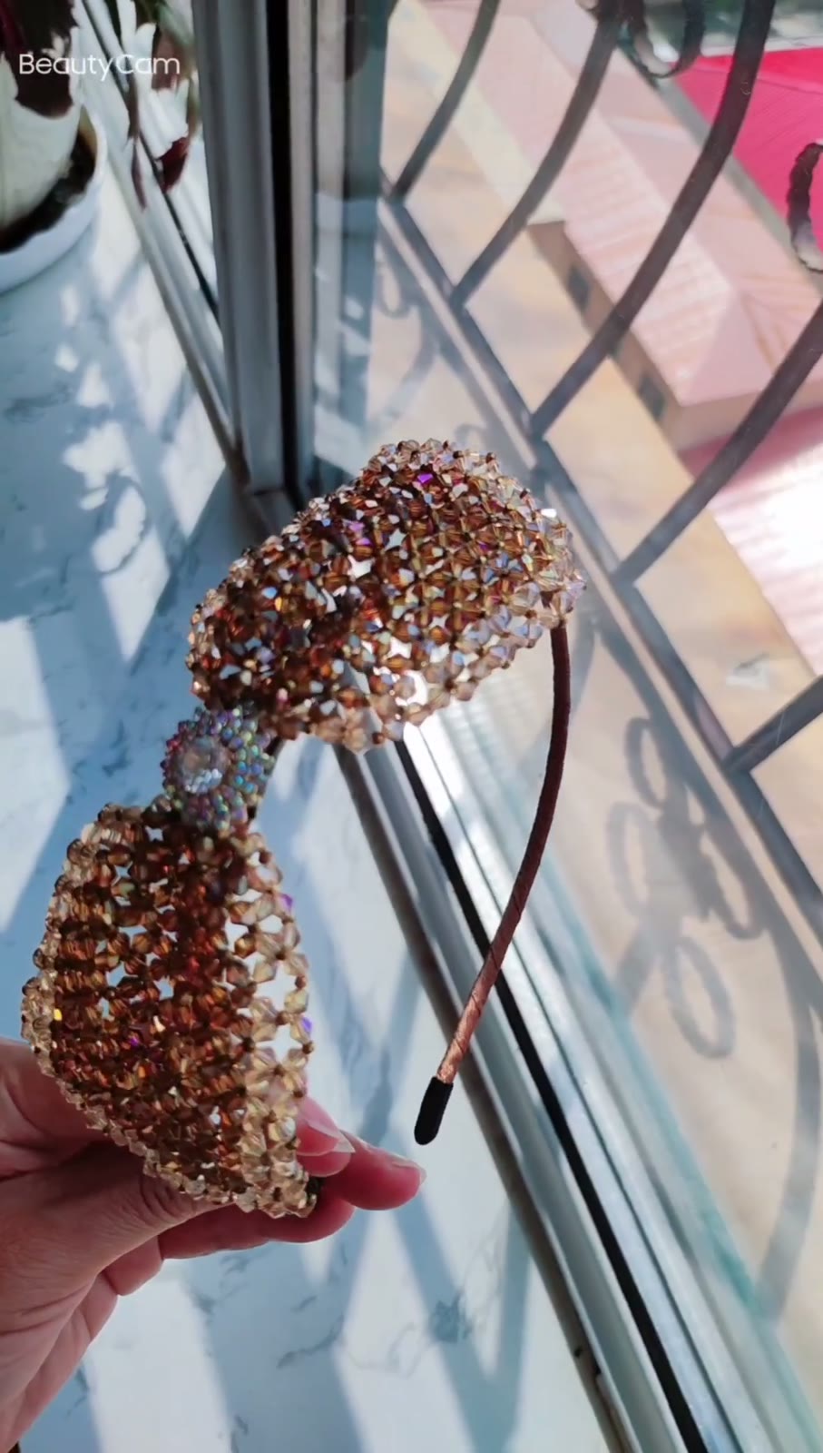Crystal Beaded Butterfly Bow Headband