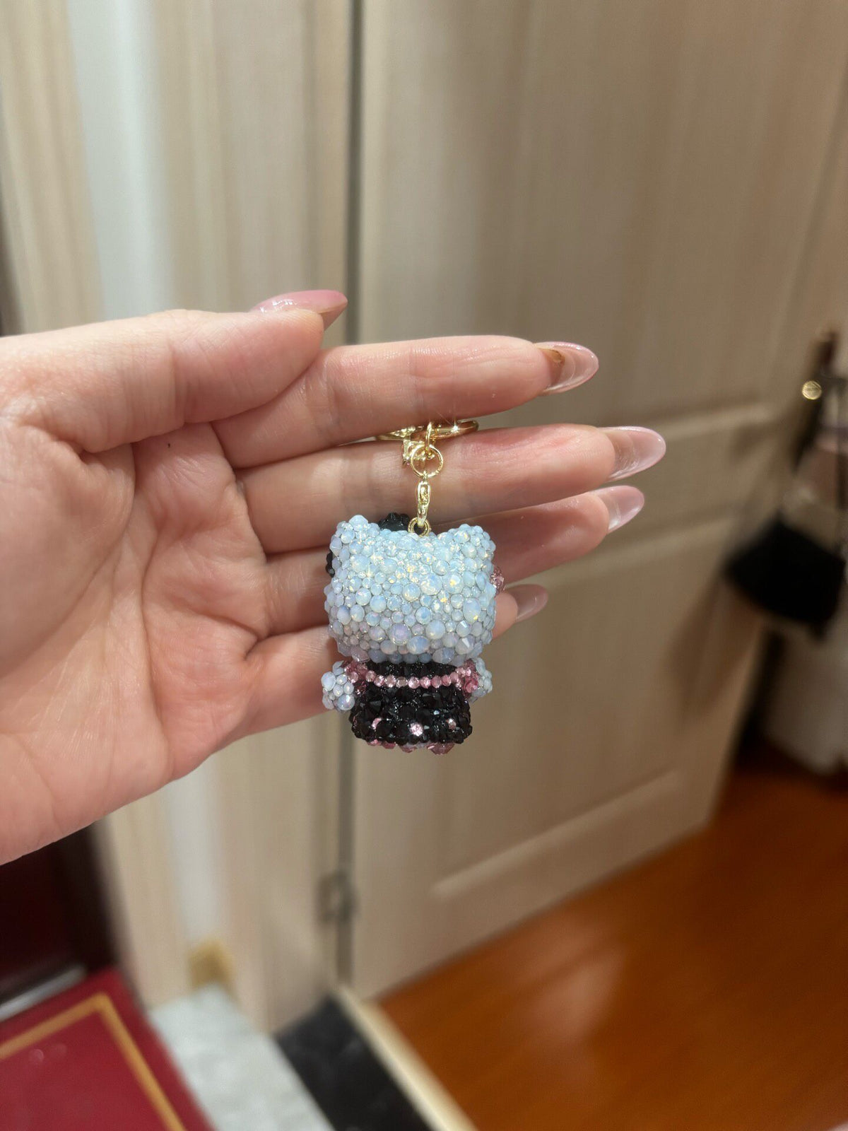 Iridescent Beaded Character Keychain Charm