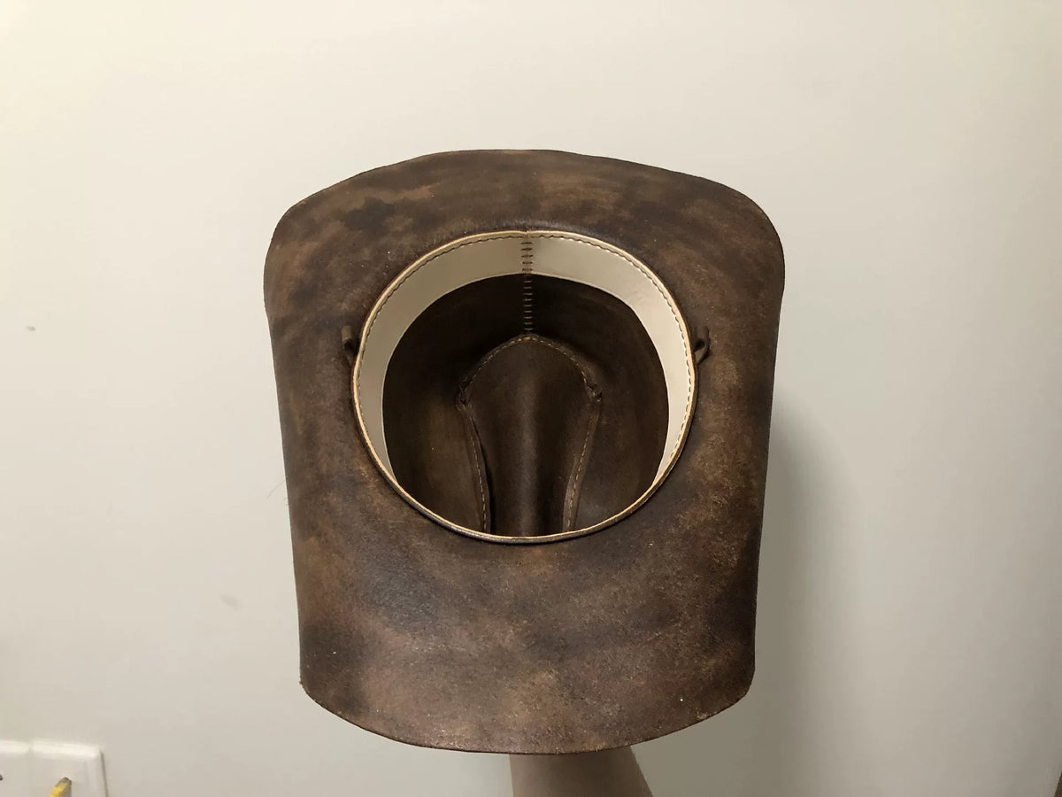 Chapéu Cowboy de Couro Genuno Feito à Mão Café Brown
