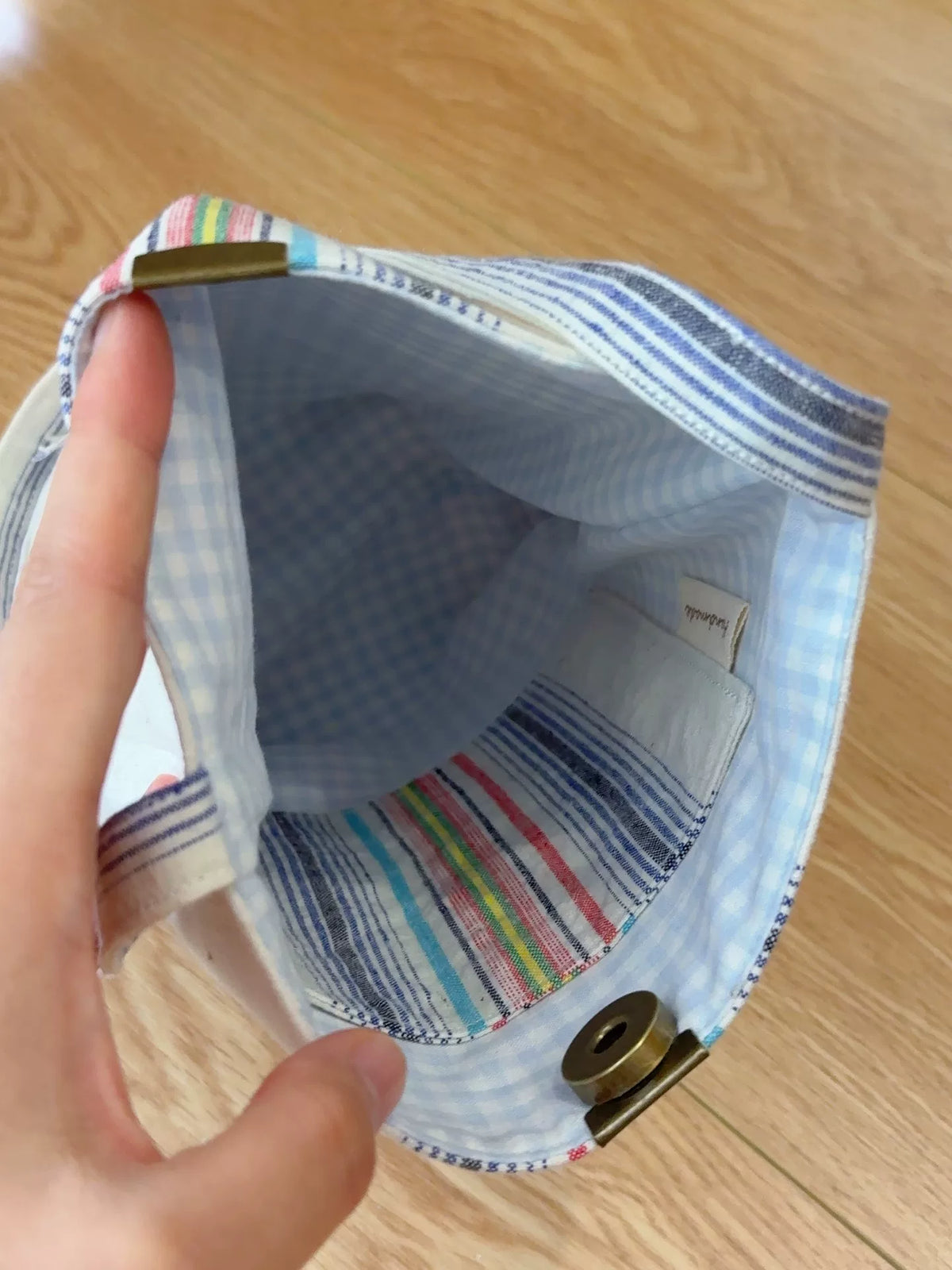Borsa a Spalla Fatta a Mano in Cotone Rigato