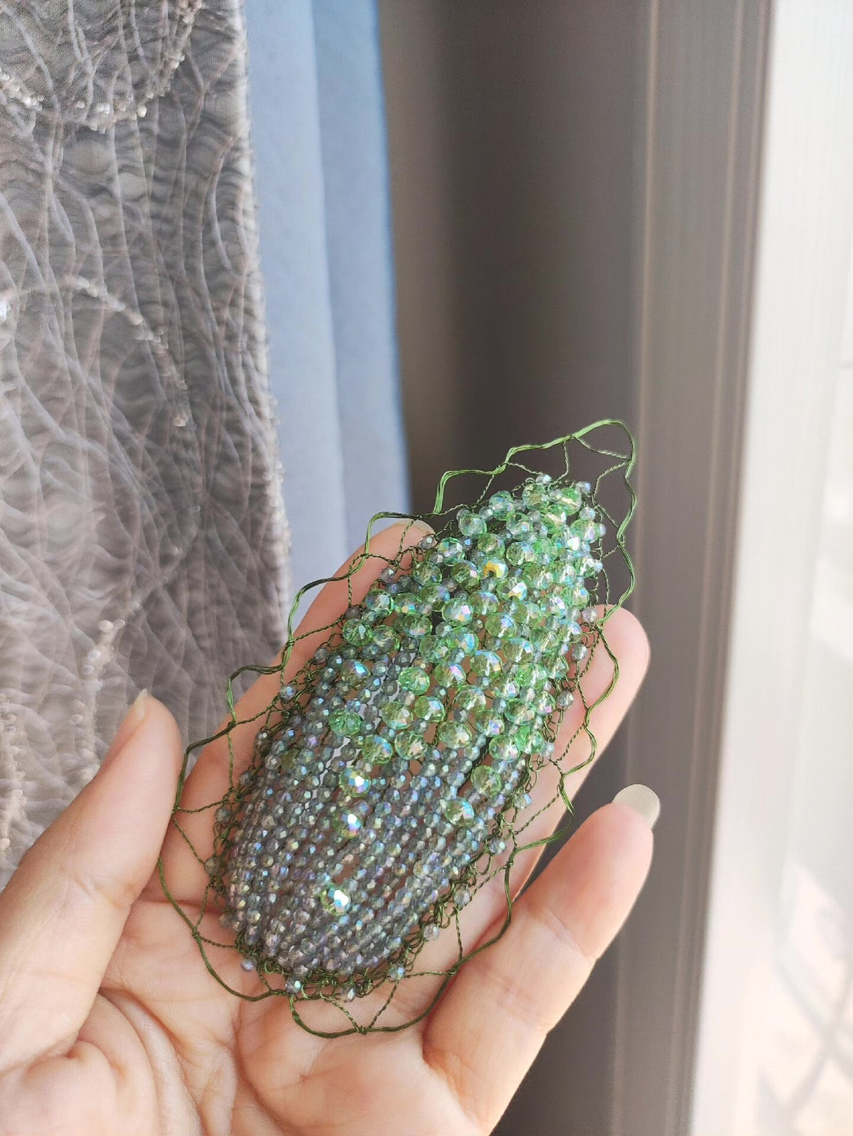 Leaf BB Clip Iridescent Beaded Hair Accessory