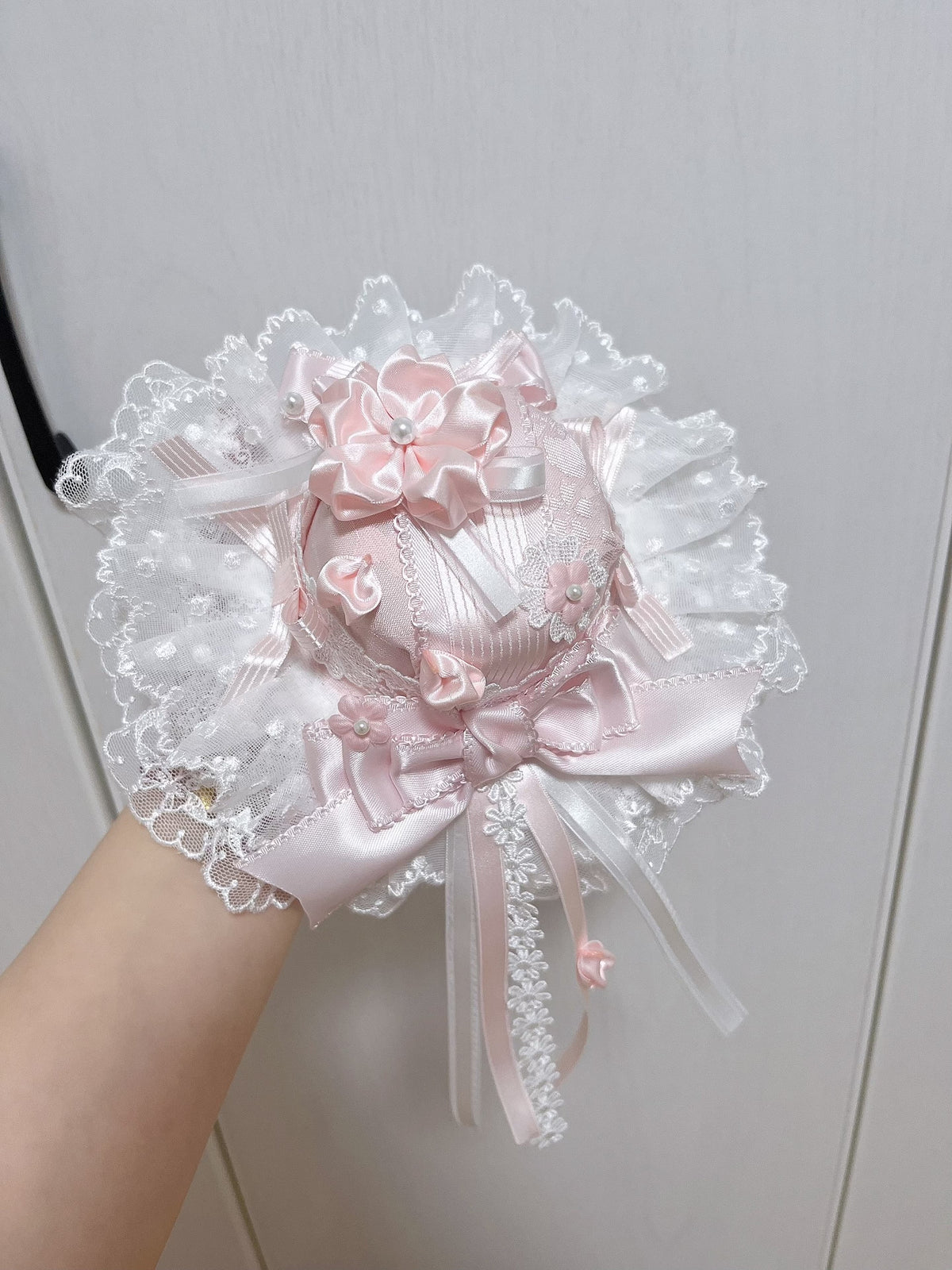 Pink Cherry Blossom Formal Hat with Veil