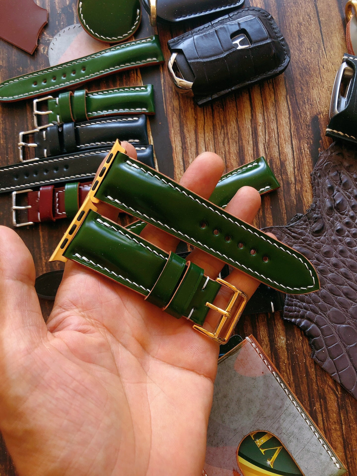 Japanese Shell Cordovan Apple Watch Strap Green