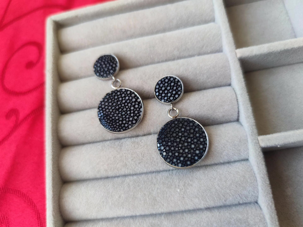 Stingray Skin Drop Earrings