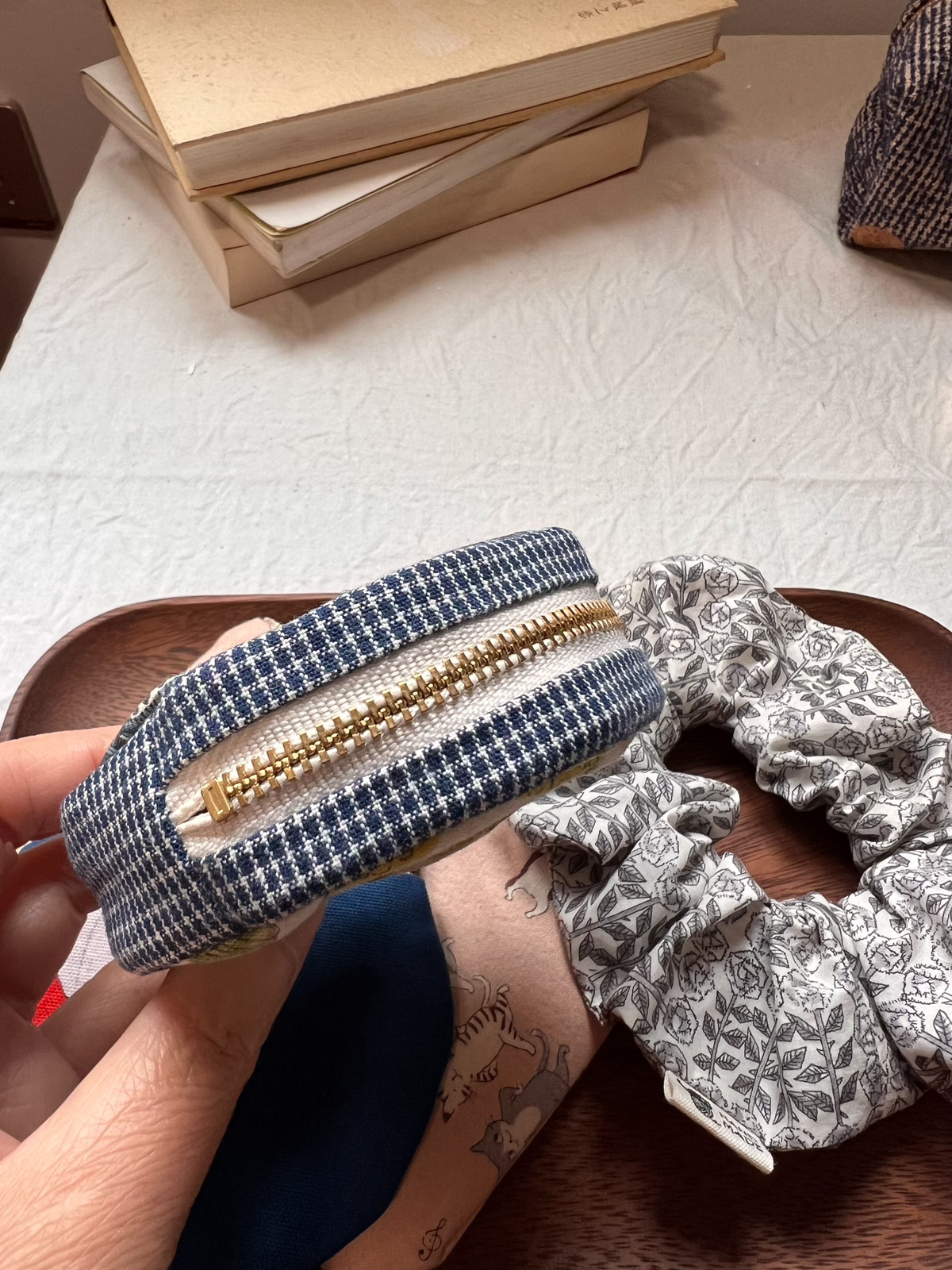 Handmade Round Pouch with Floral Print