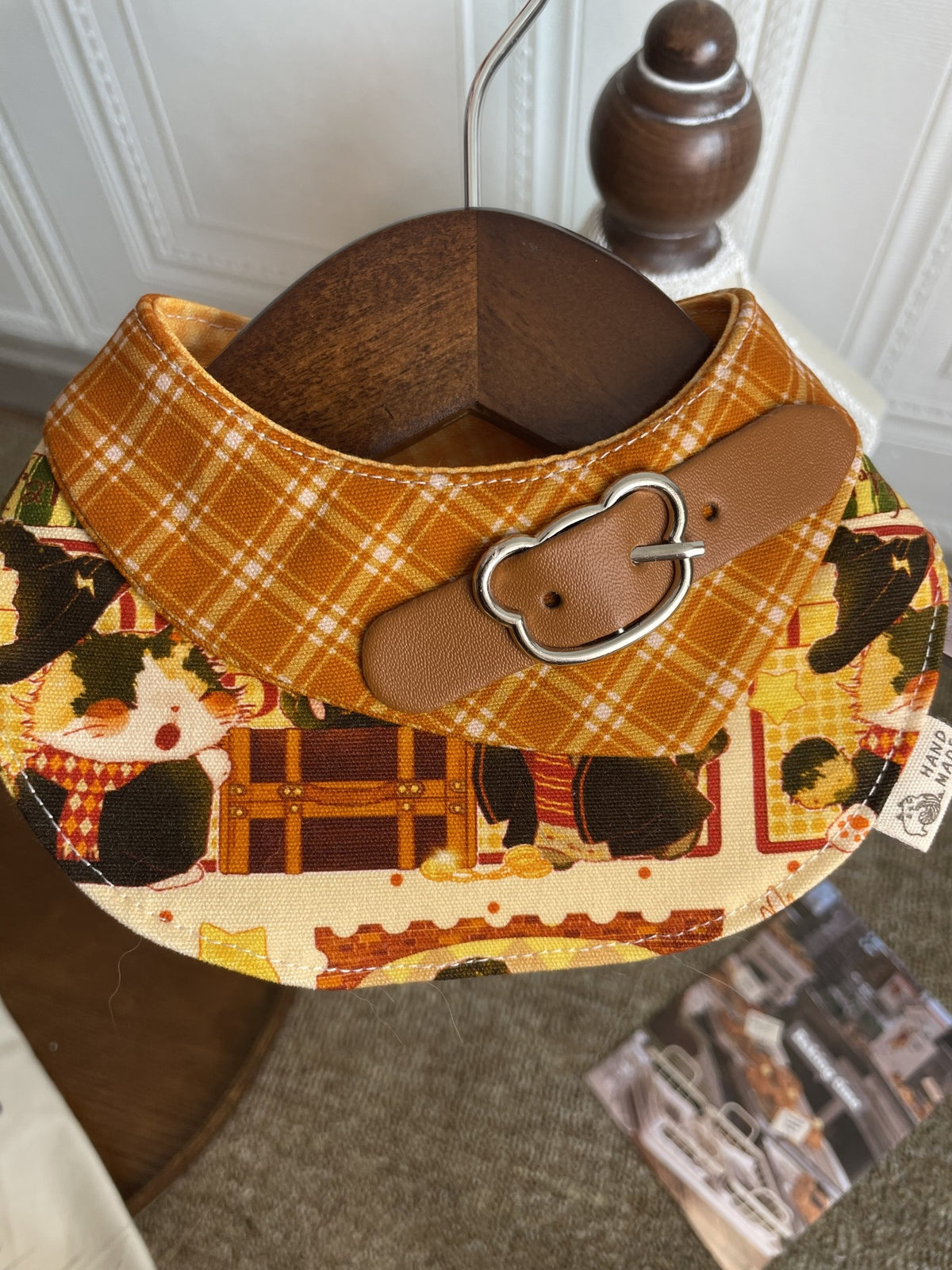 Pettorina per Gatto e Cane con Collare in Tartan Fatta a Mano