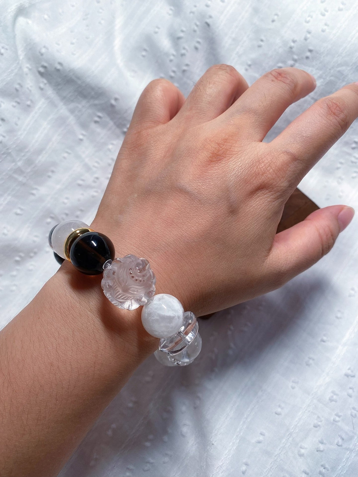 Multi-Gemstone Bracelet with Snowflake Phantom Quartz