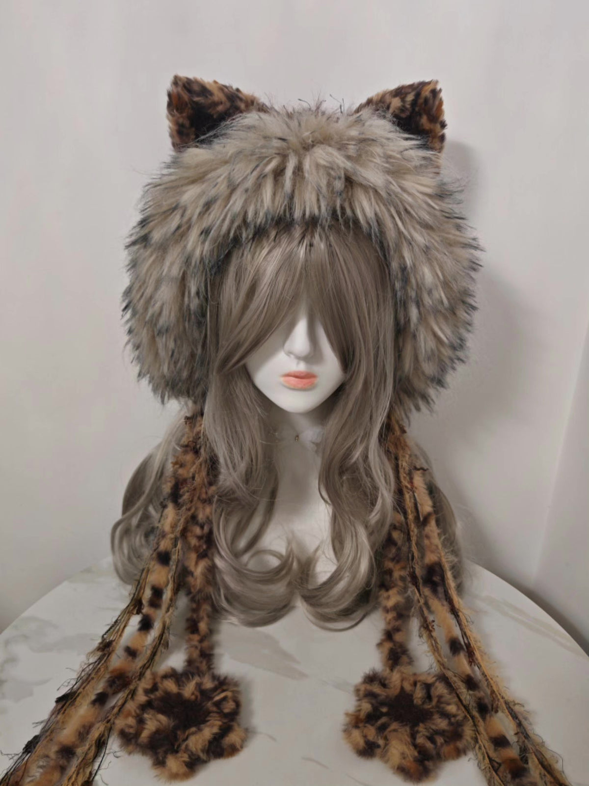 Caramel Leopard Print Fox Ears Hat