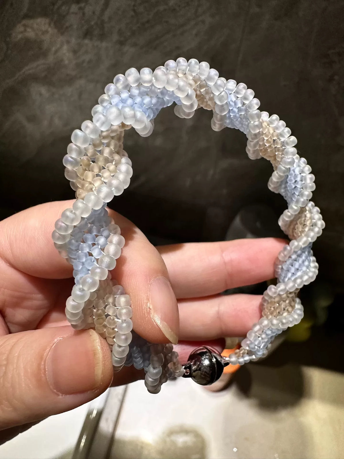 Frosted Toho Seed Bead Spiral Bangle