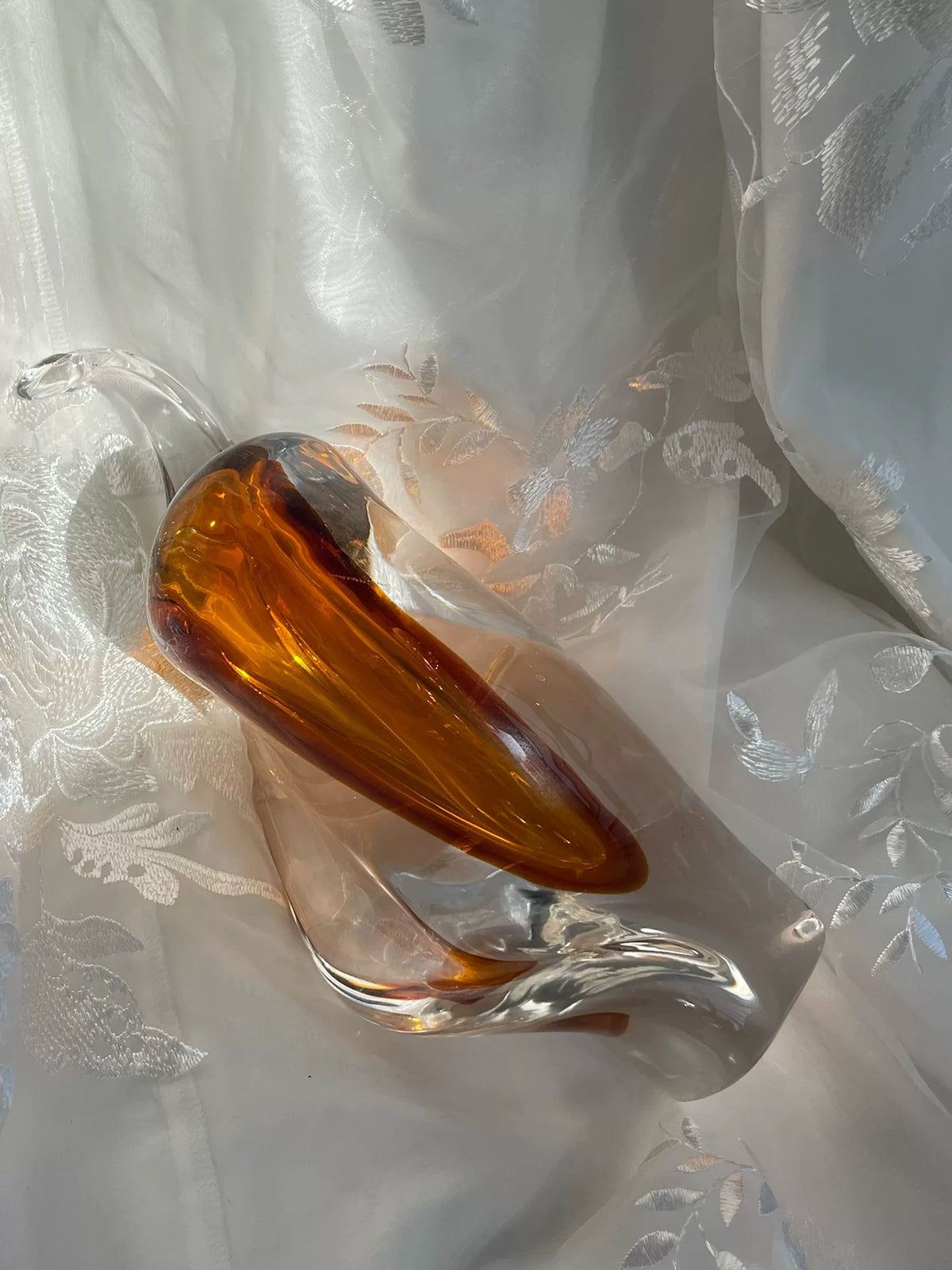 Vaso de Vidro Vintage Amber Sommerso