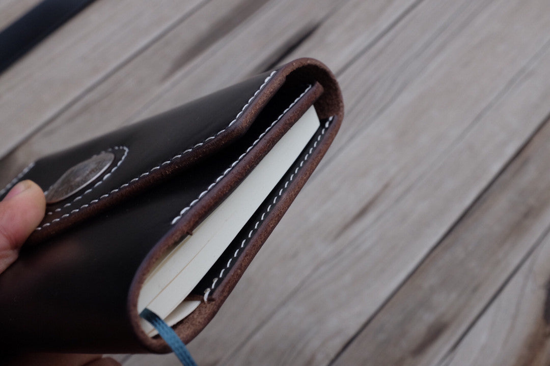 A6 Leather Journal Cover with Coin Closure