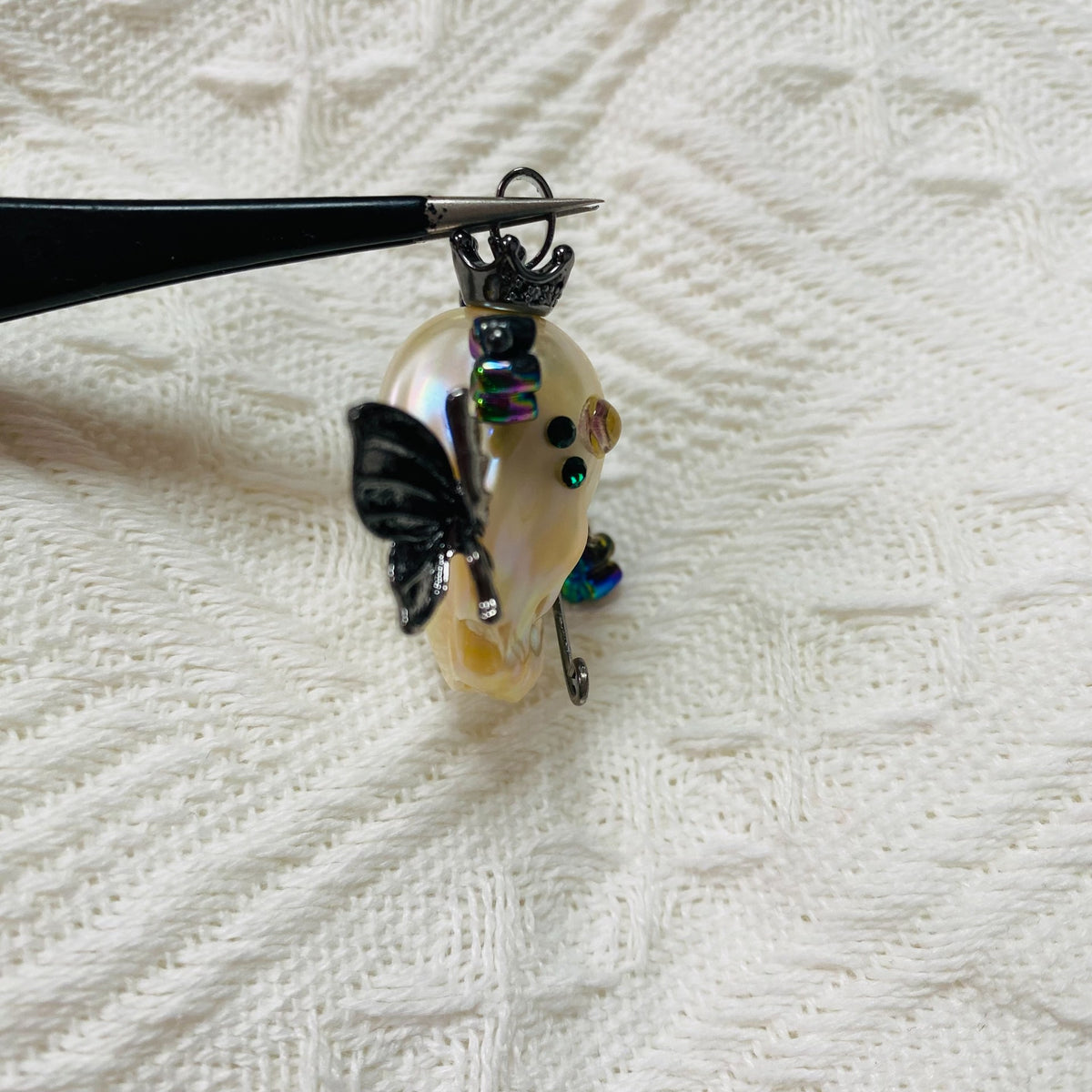 Baroque Pearl Monster Pendant with Crown