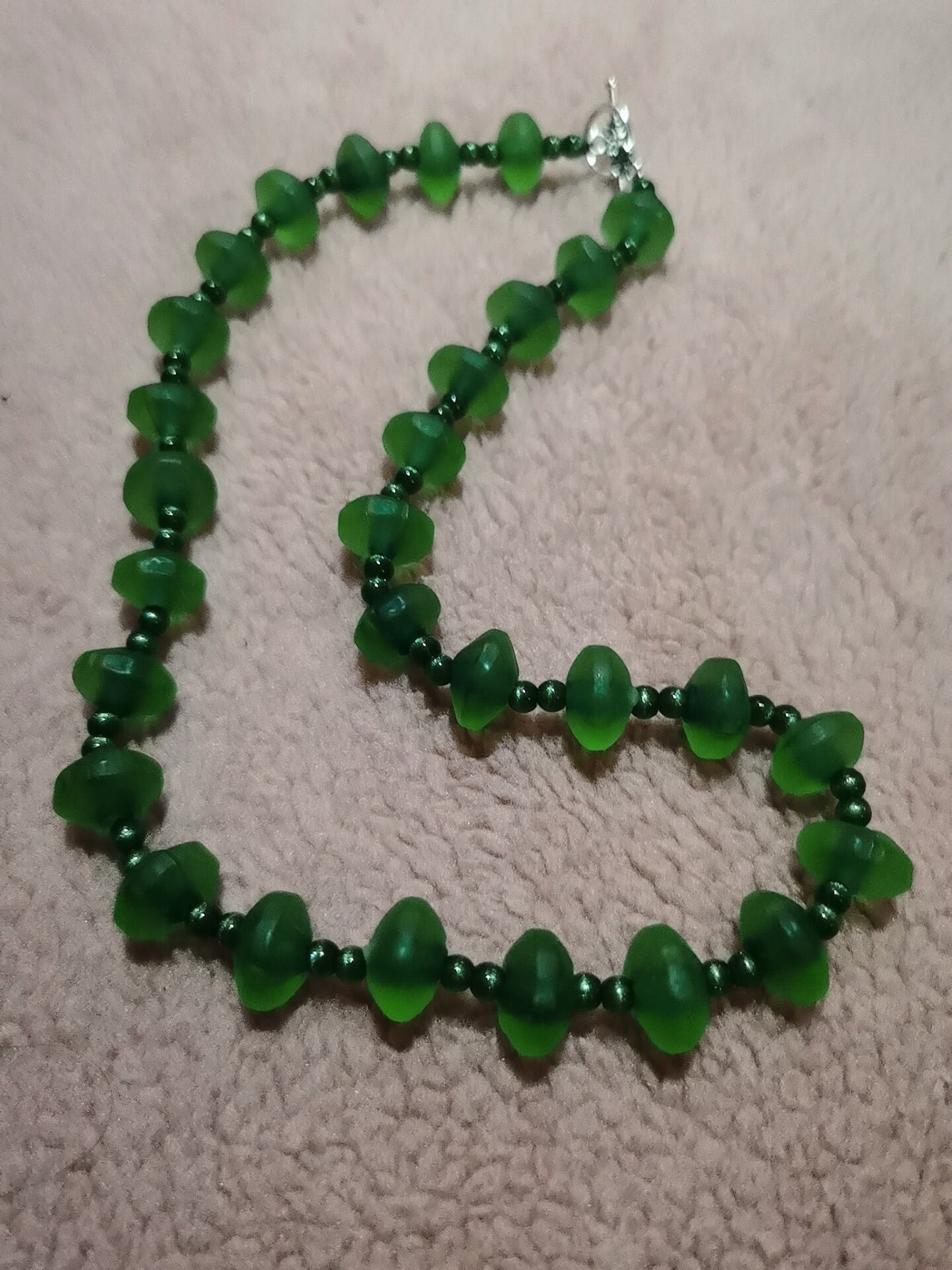 Vaseline Glass Bulb Bead Necklace