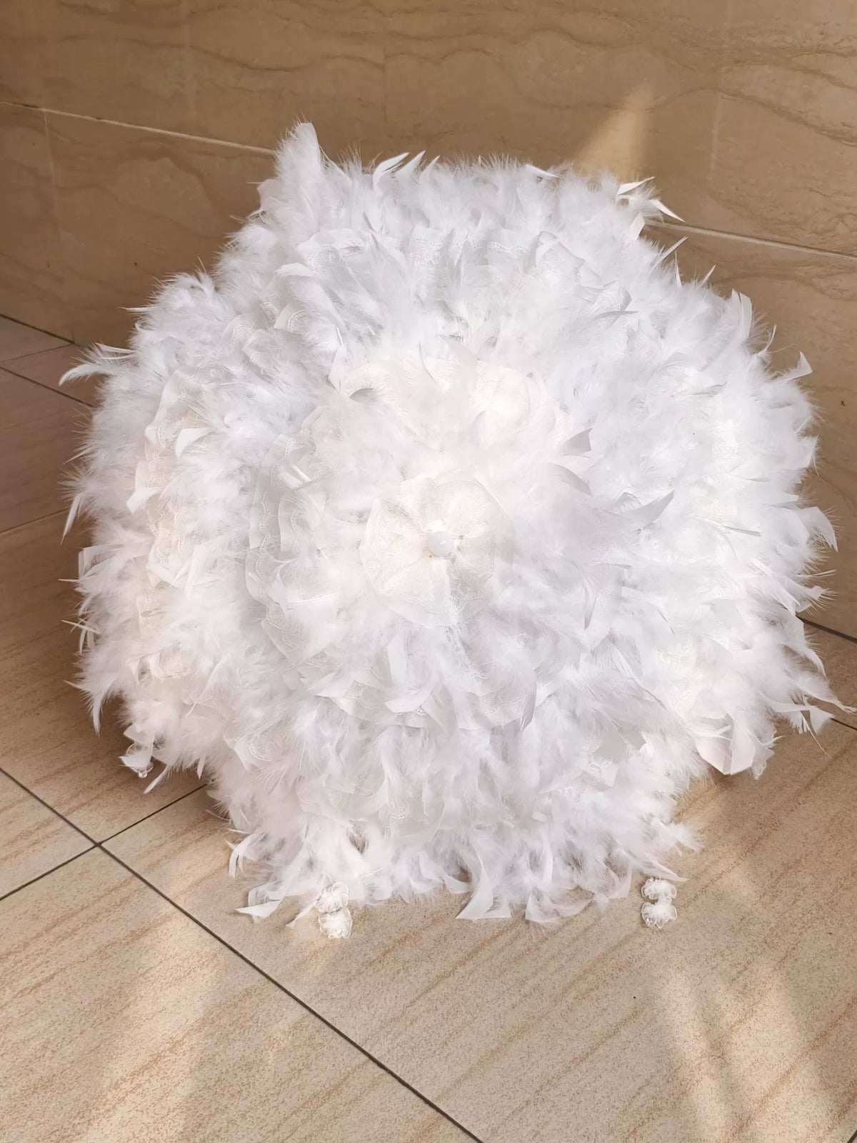 White Feather Handmade Decorative Umbrella