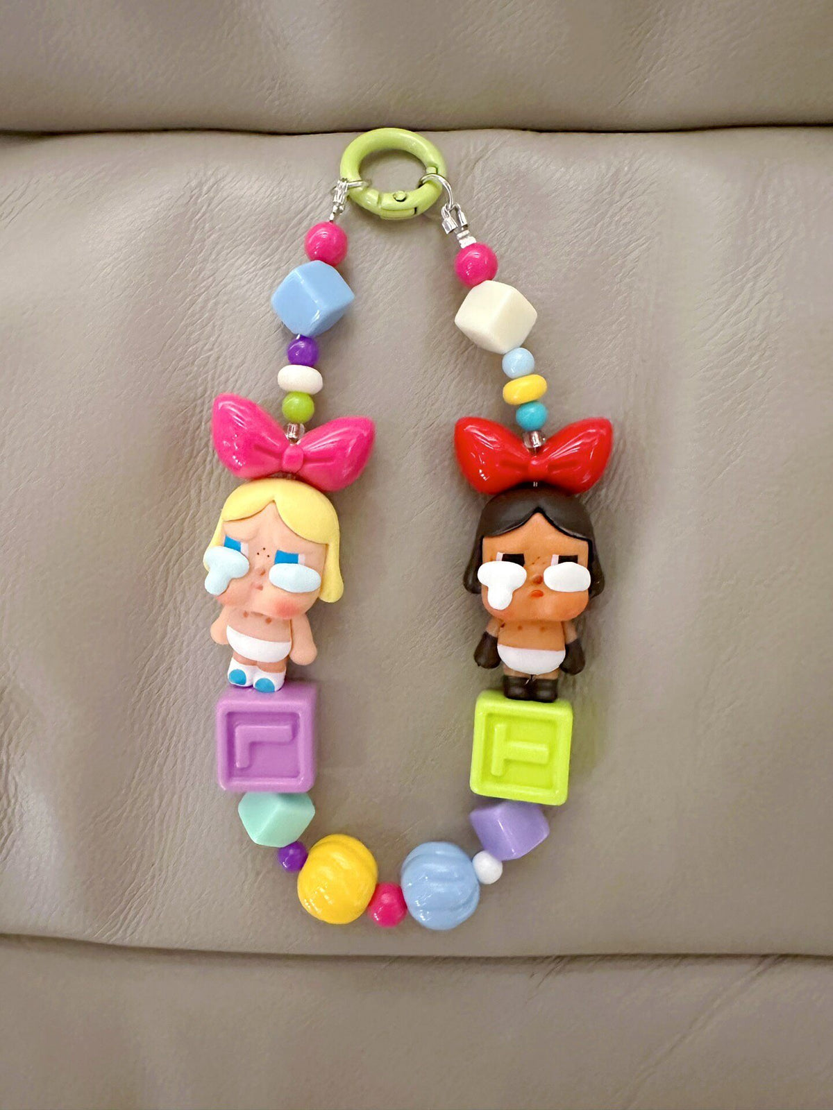 Crying Doll Phone Chain Keychain Multicolor Beads