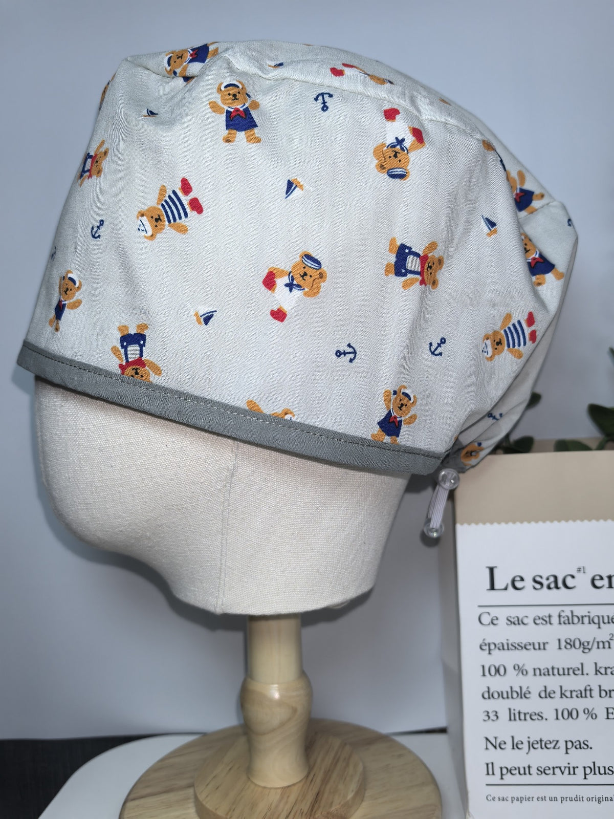 Nautical Teddy Bear Cotton Scrub Cap