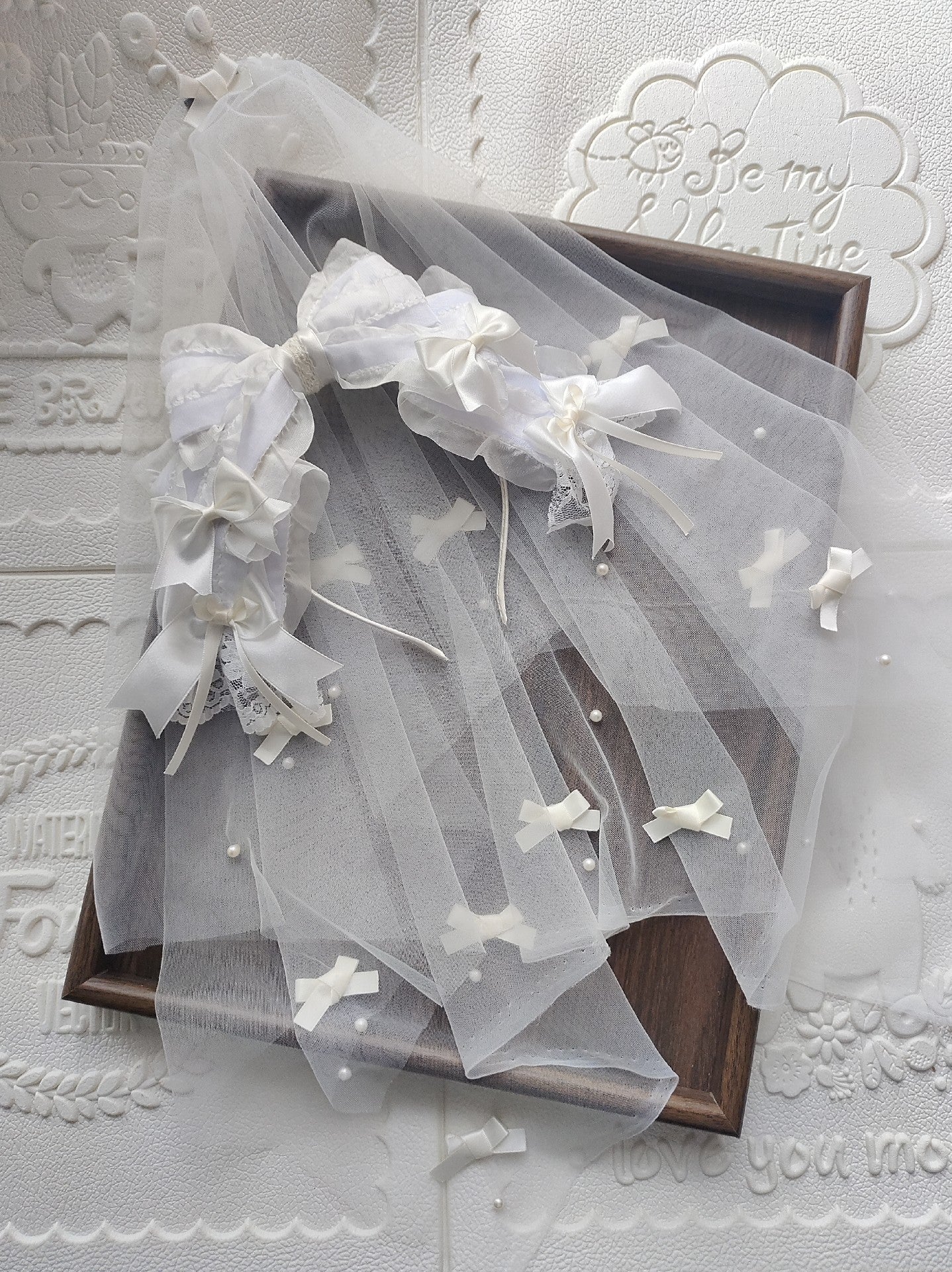 Lolita Pearl Bow Headband with Detachable Veil