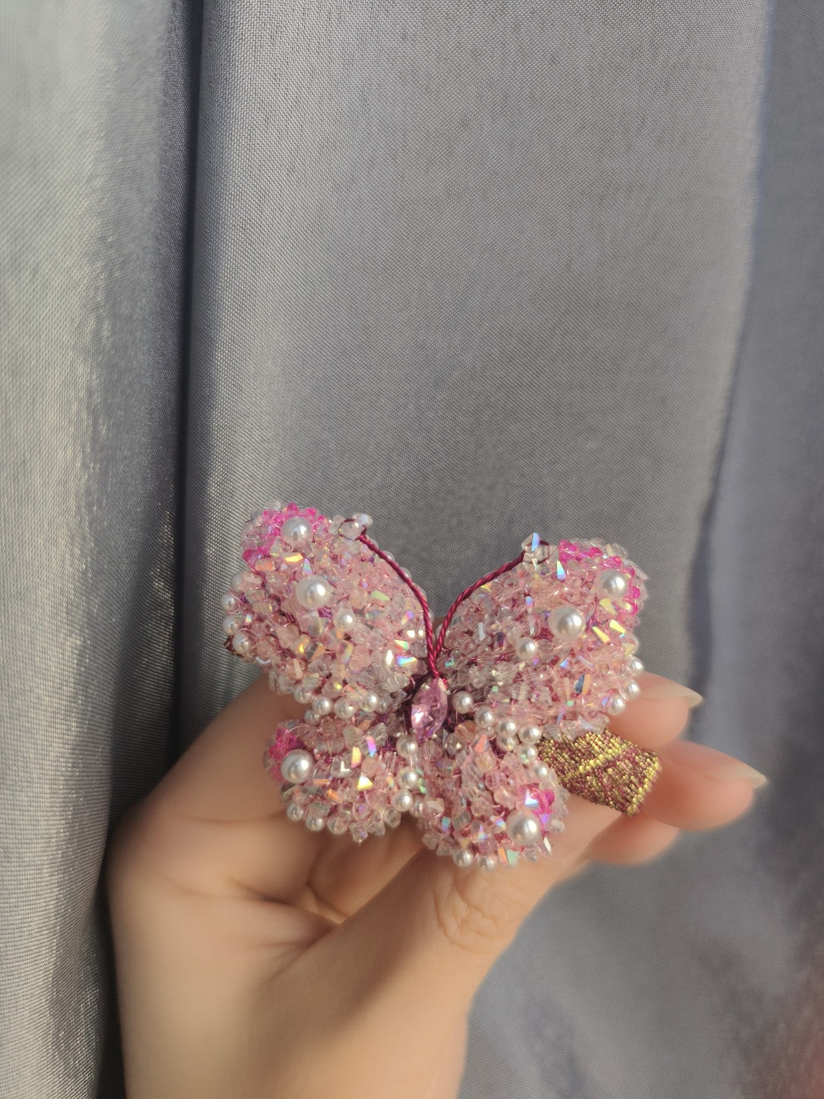 Butterfly Duckbill Hair Clip Pink Sparkle
