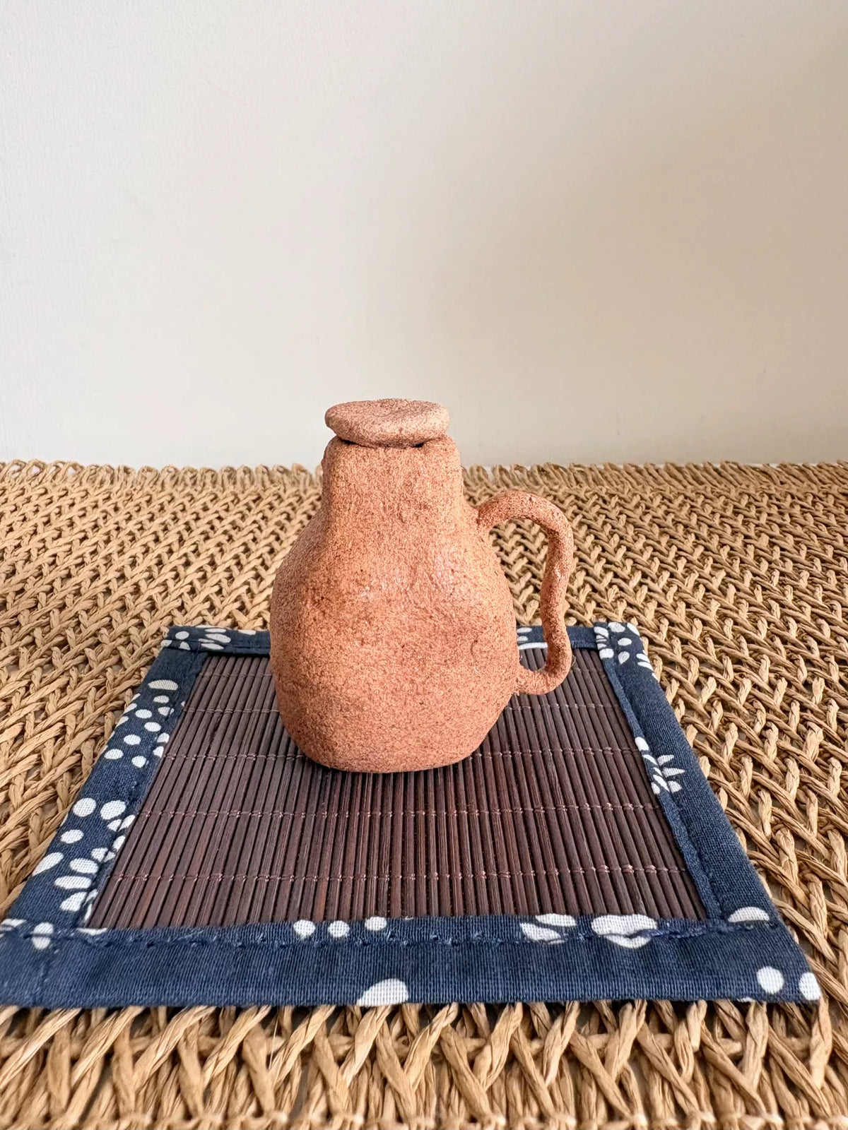 Rock Clay Decorative Vase with Handle