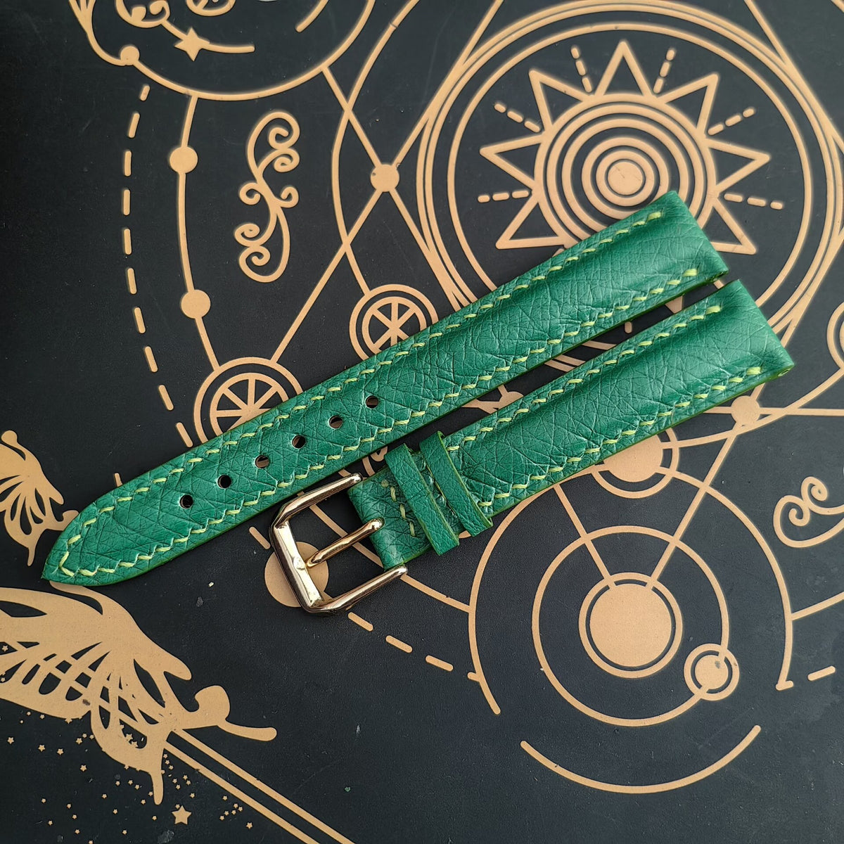 Ostrich Leather Watch Strap Emerald Green