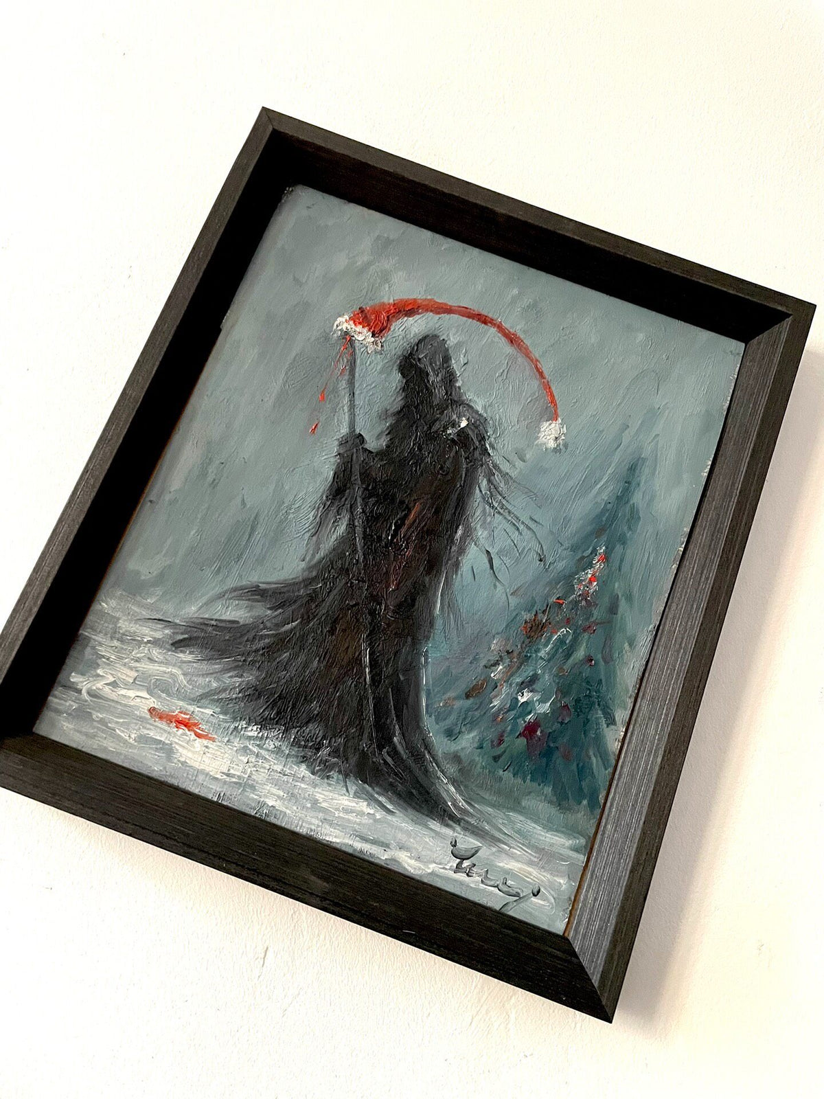 Original Handmålad Oljemålning Christmas