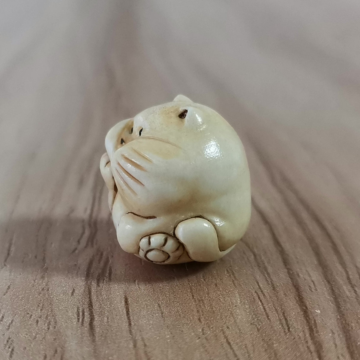 Antler Carved Cat Bead for Bracelet