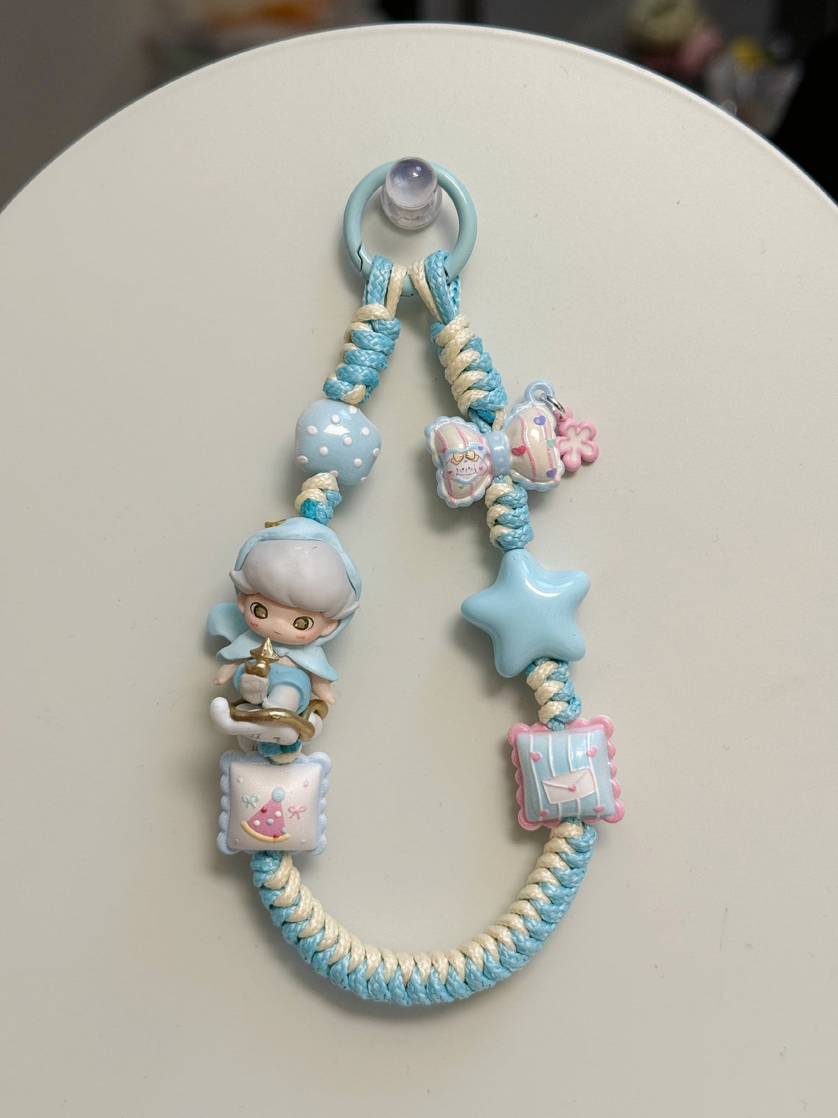 Dimoo Pastel Blue Braided Cord Phone Strap